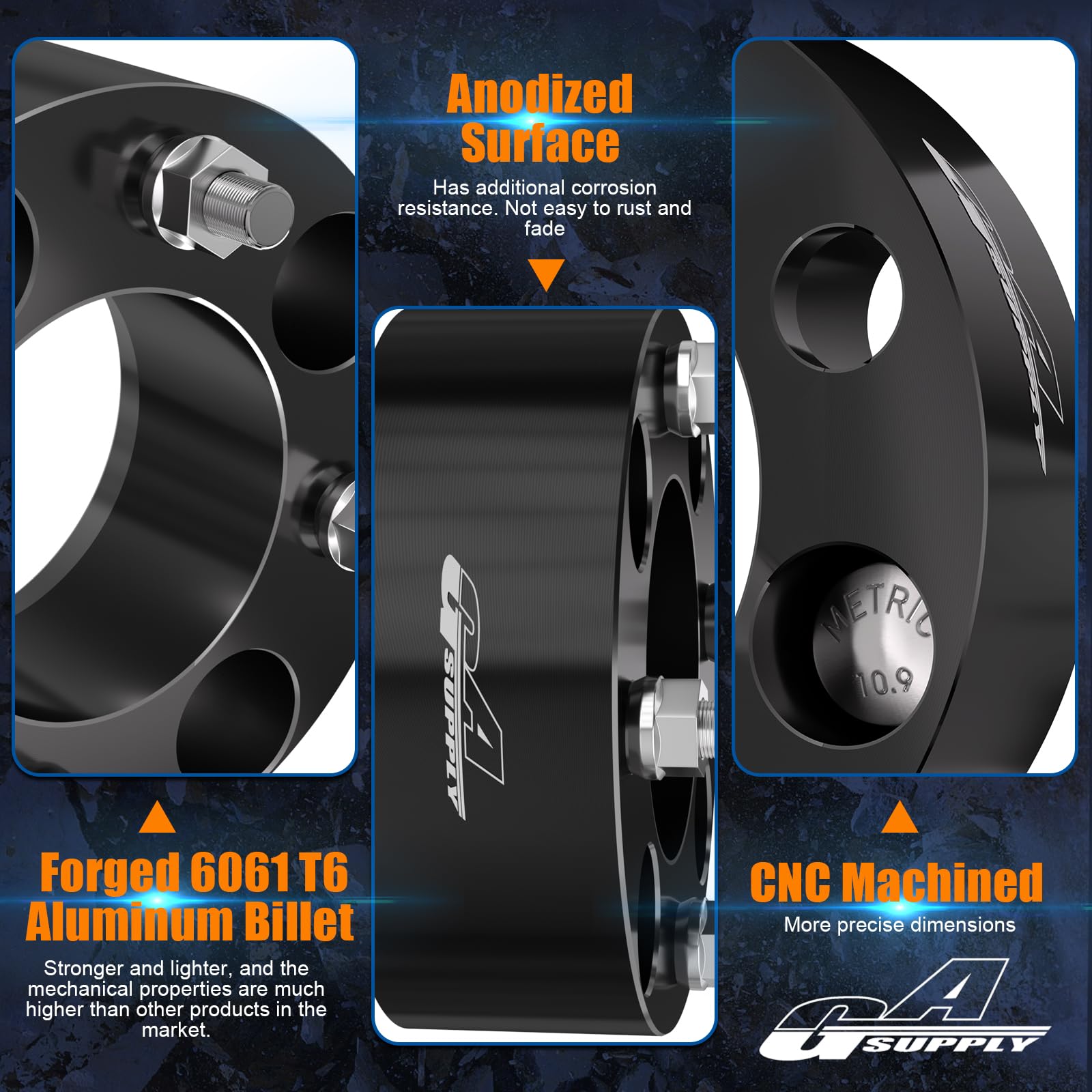 Gasupply Atv Wheel Spacers 4X110, Compatible With Cfmoto, Segway, Yamaha, 2'' 50Mm Wheel Spacer Adapters Black 74Mm Hub Bore Wit