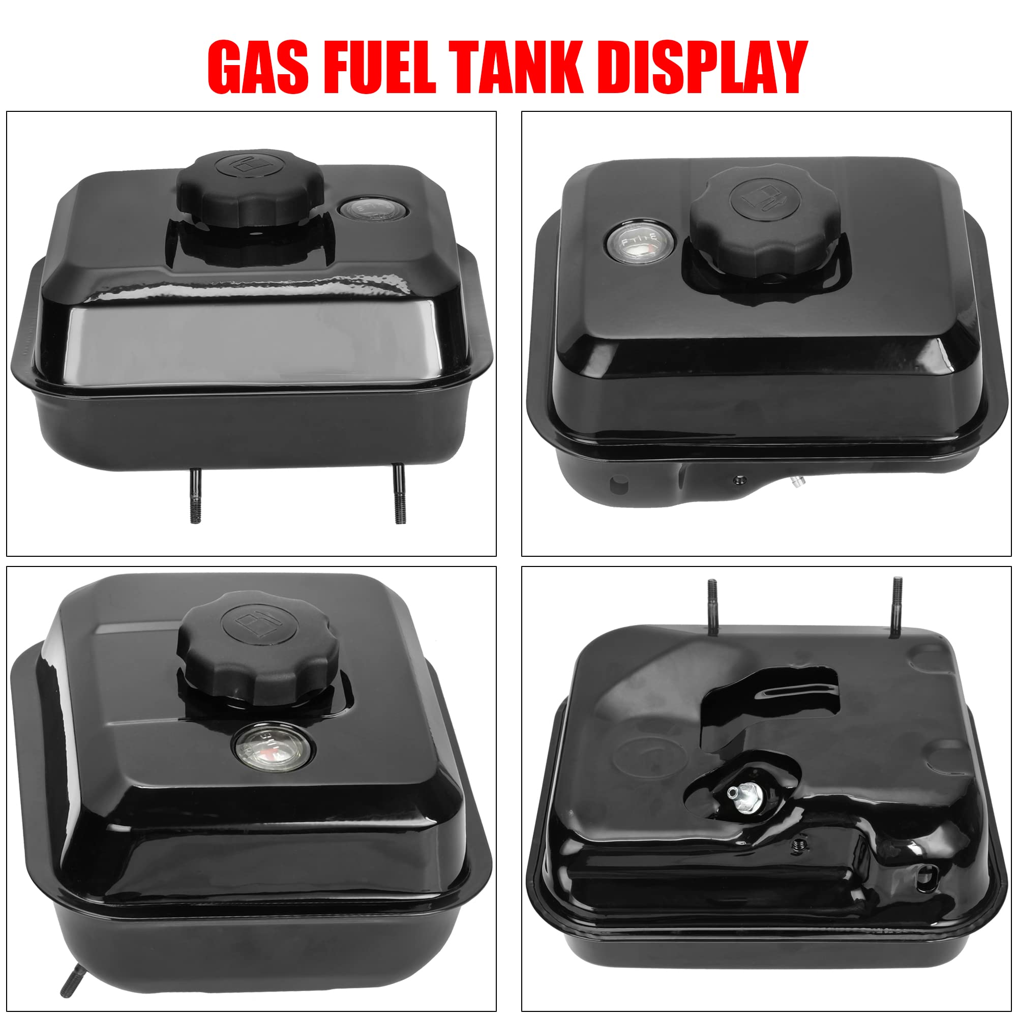 Grehua Upgrade Gas Fuel Tank With Fuel Level Gauge For Predator 212Cc 196Cc 6.5Hp Gx160 Gx200 Baja Warrior Mb165 Mb200 Coleman Ct200U Bt200X Kt196 Hammerhead 80T Go Kart Engine Mini Bike Parts Black