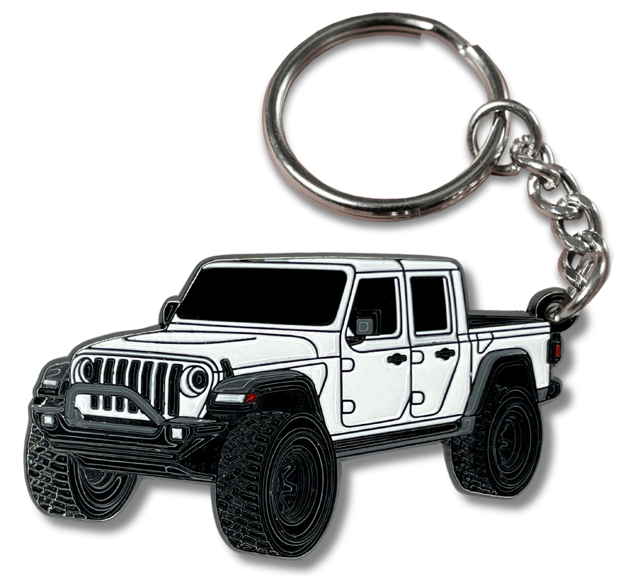 FOUR WHEEL BEAST Jeep Gladiator Keychain - Officially Licensed Jeep Accessories Key Chain Fob Cover Mods 2020-2024 (White)