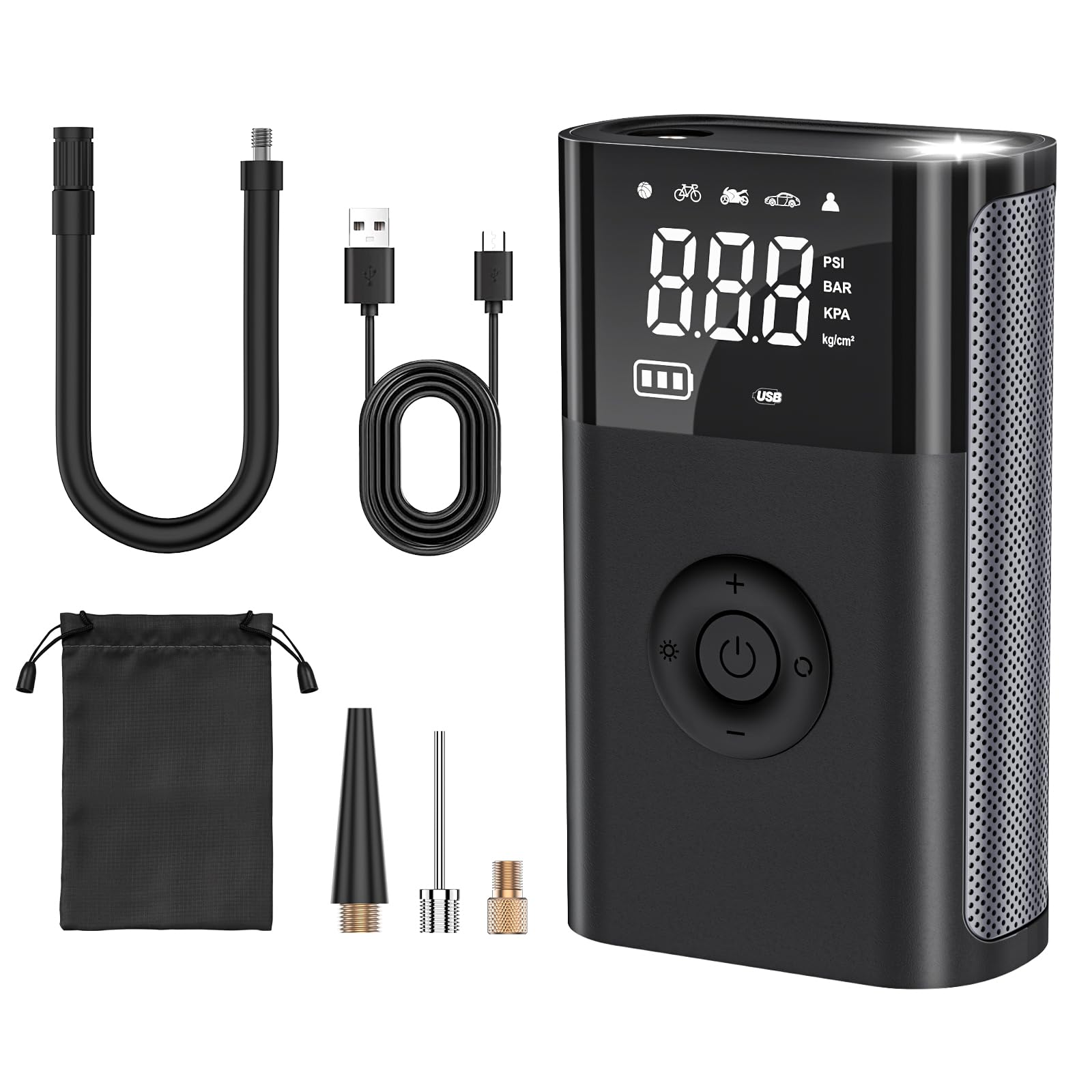 Carsun Tire Inflator Portable Air Compressor,150 Psi Cordless Air Pump With Tire Pressure Gauge,Smart Pump Electric Air Pump Tir