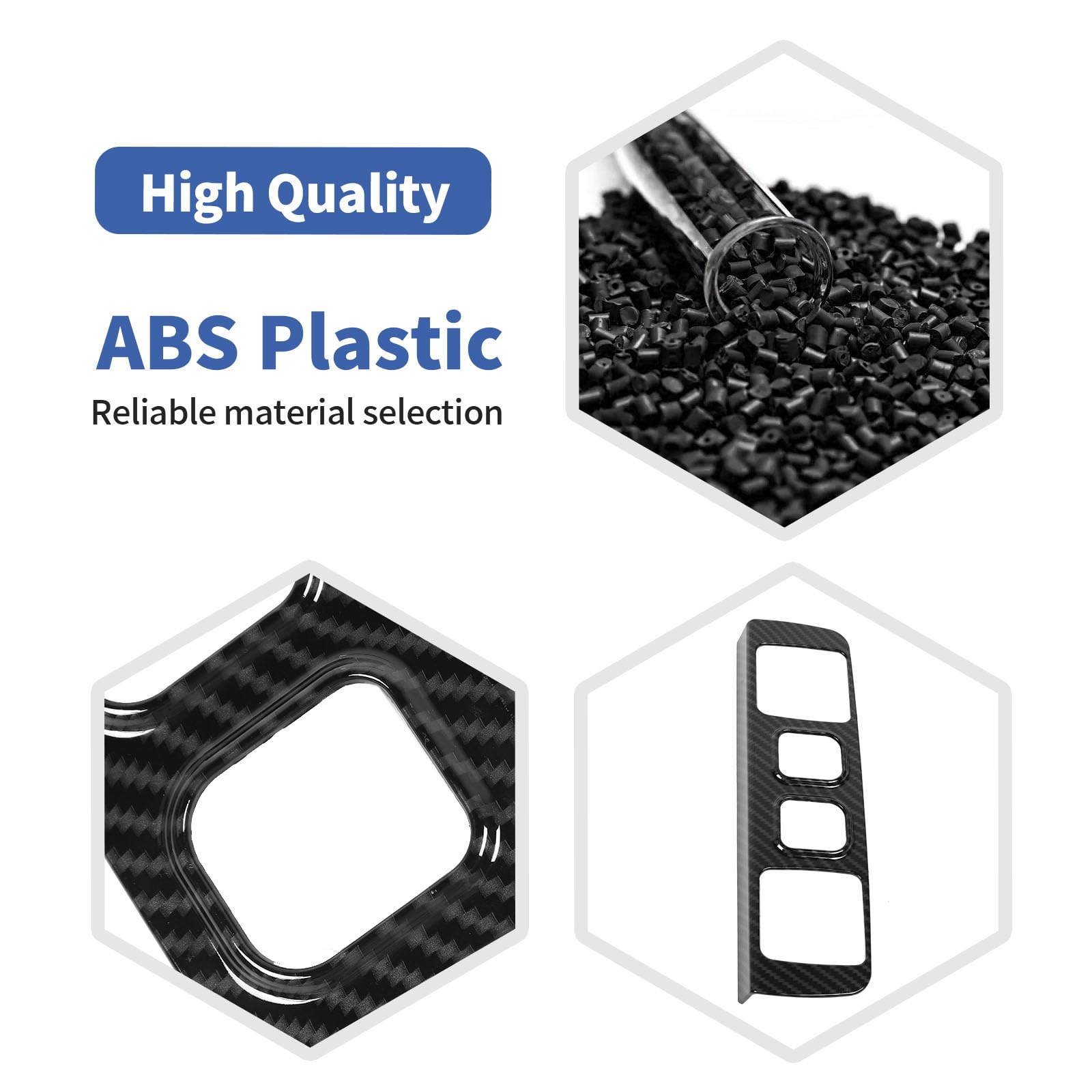 RT-TCZ Carbon Fiber Center Console Trim for Silverado/GMC Sierra 2014-2018, Black, ABS Plastic, Model Zhao-szzt08527