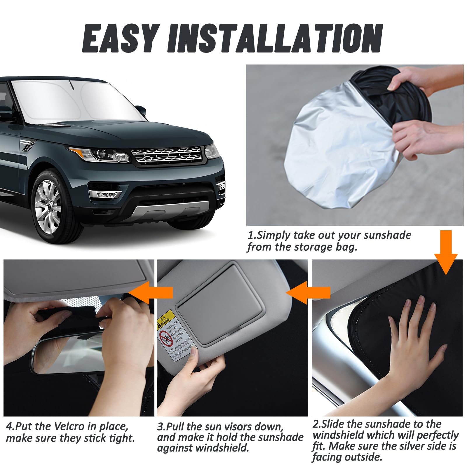 D-Lumina Windshield Sun Shade For 2013-2021 Land Rover Range Rover Accessories (Not Fit Range Rover Sport), Front Window Sunshad