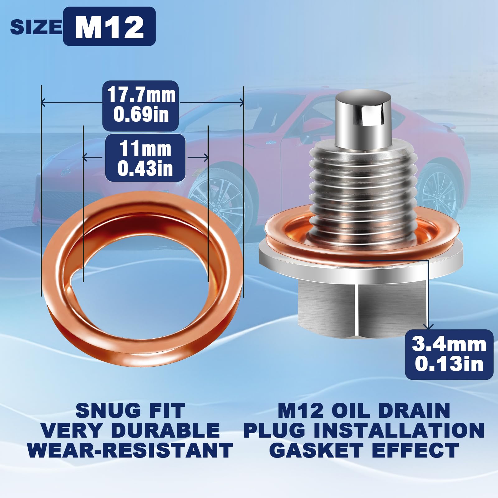 24-Pcs Oil Drain Plug Gasket Washer- Copper M12 Crush Washer Oil Drain Plug- Premium Seal Replaces For Oem 11026-Ja00A Nissan &