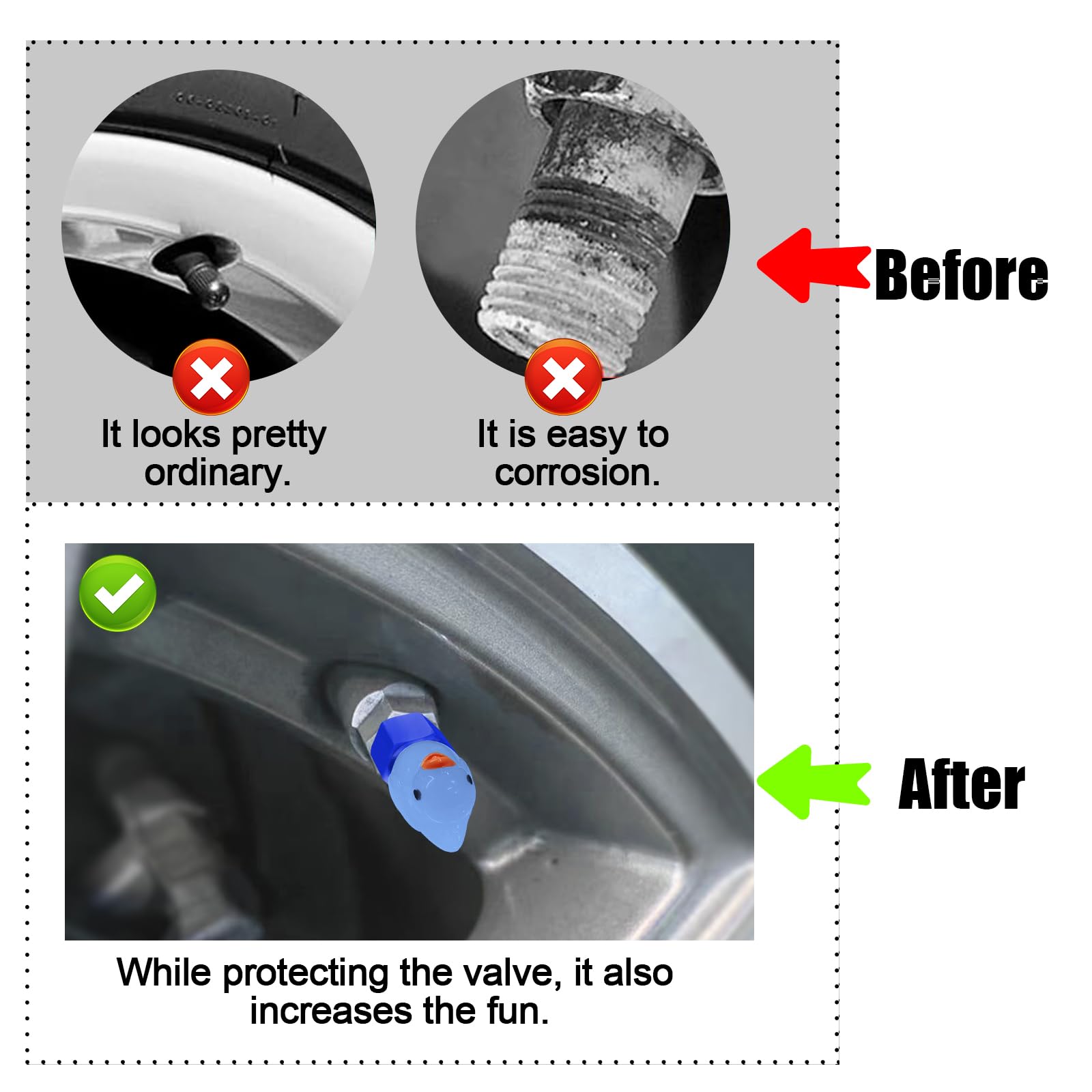 Goothx Tire Valve Stem Cap, 4 Pcs Glow-In-The-Dark Cute Duckling Tire Valve Cap, Universal For Cars, Motorcycles, Trucks, And Bi