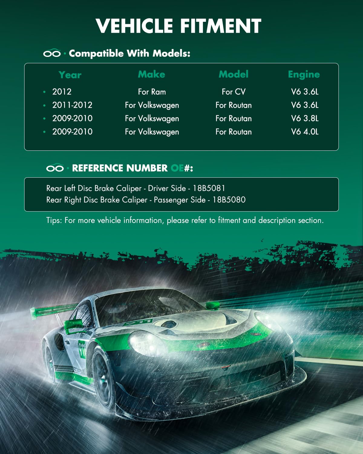 Scitoo Rear Left+Right Brake Calipers With Bracket 18B5081 18B5080 Compatible For Chrysler Town & Country 08-12 For Dodge Grand