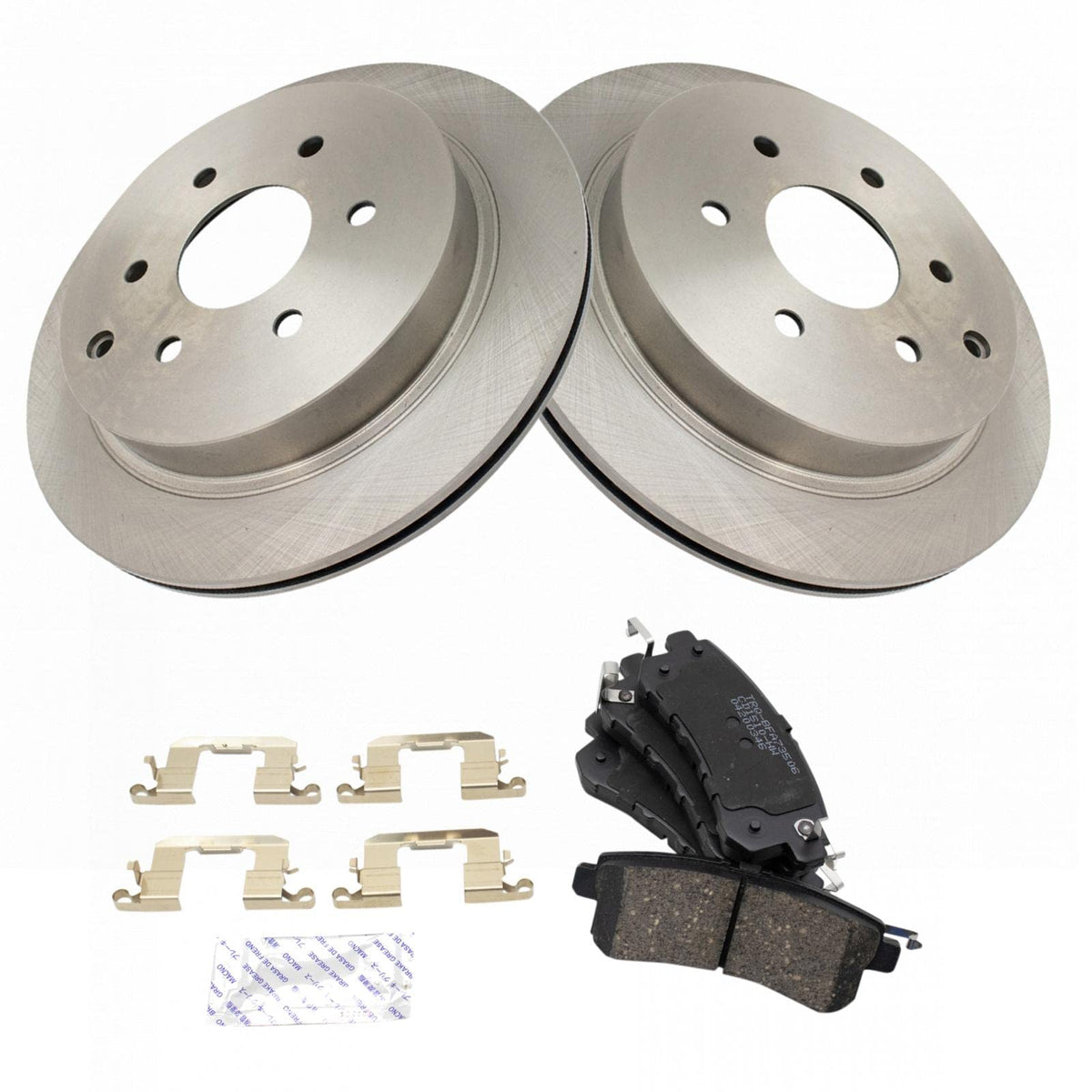 TRQ Rear Brake Pad & Rotor Kit Brake Pads Brake Rotor Ceramic Compatible with 2011-2013 INFINITI QX56 2014-2021 QX80 2017-2021 N