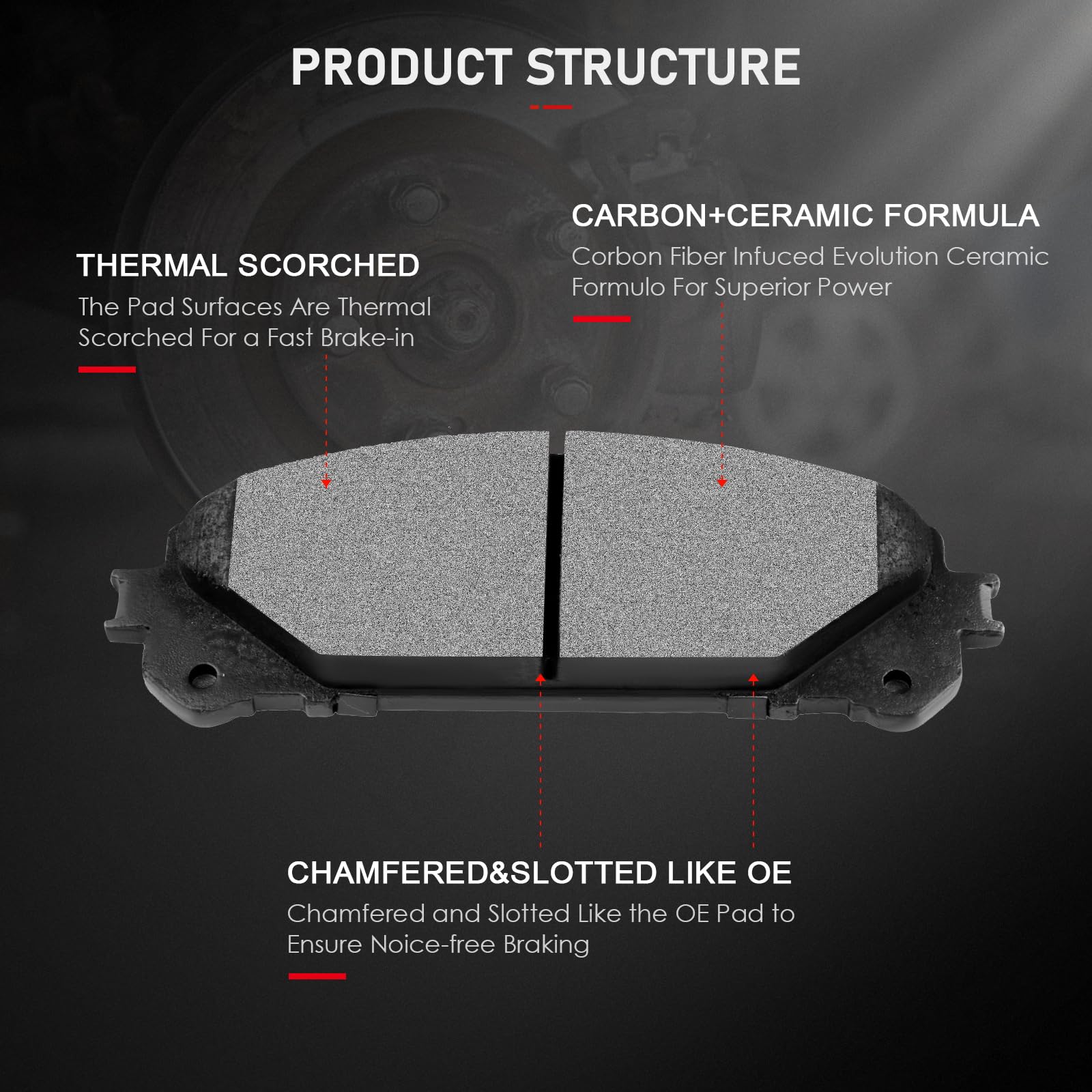 Cciyu D1324 D1325 Ceramic Front Rear Disc Brake Pad Set Fit For 2008-2013 For Toyota For Highlander,8Pcs