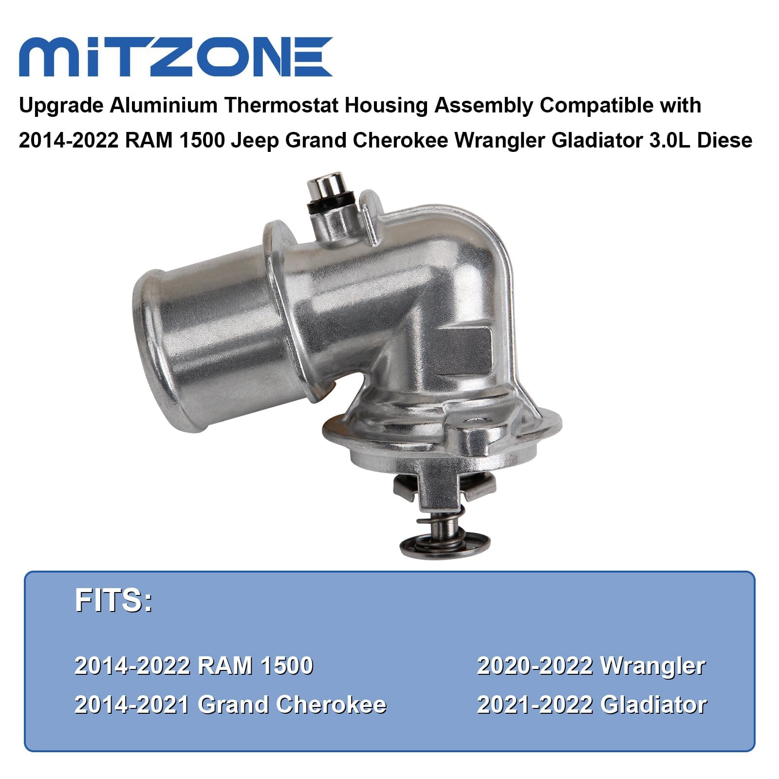 Mitzone Upgrade Aluminium Thermostat Housing Assembly Compatible With Jeep Grand Cherokee 2014-2020 Wrangler 2020-2022 Gladiator