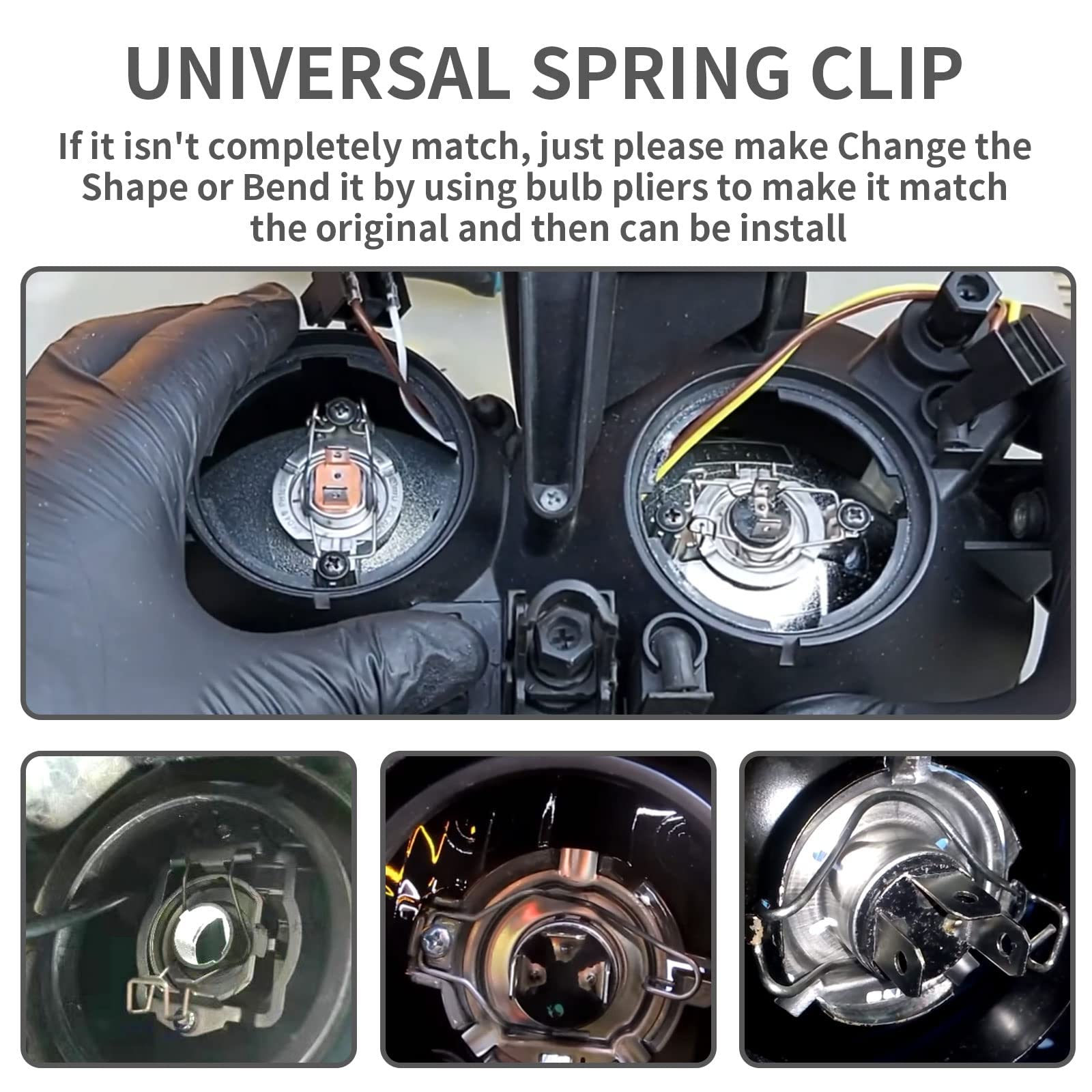 TEANTECH Stainless Steel Bulb Retaining Spring Clips - Universal H1/H3/H4/H7, Silver, 9 PCs