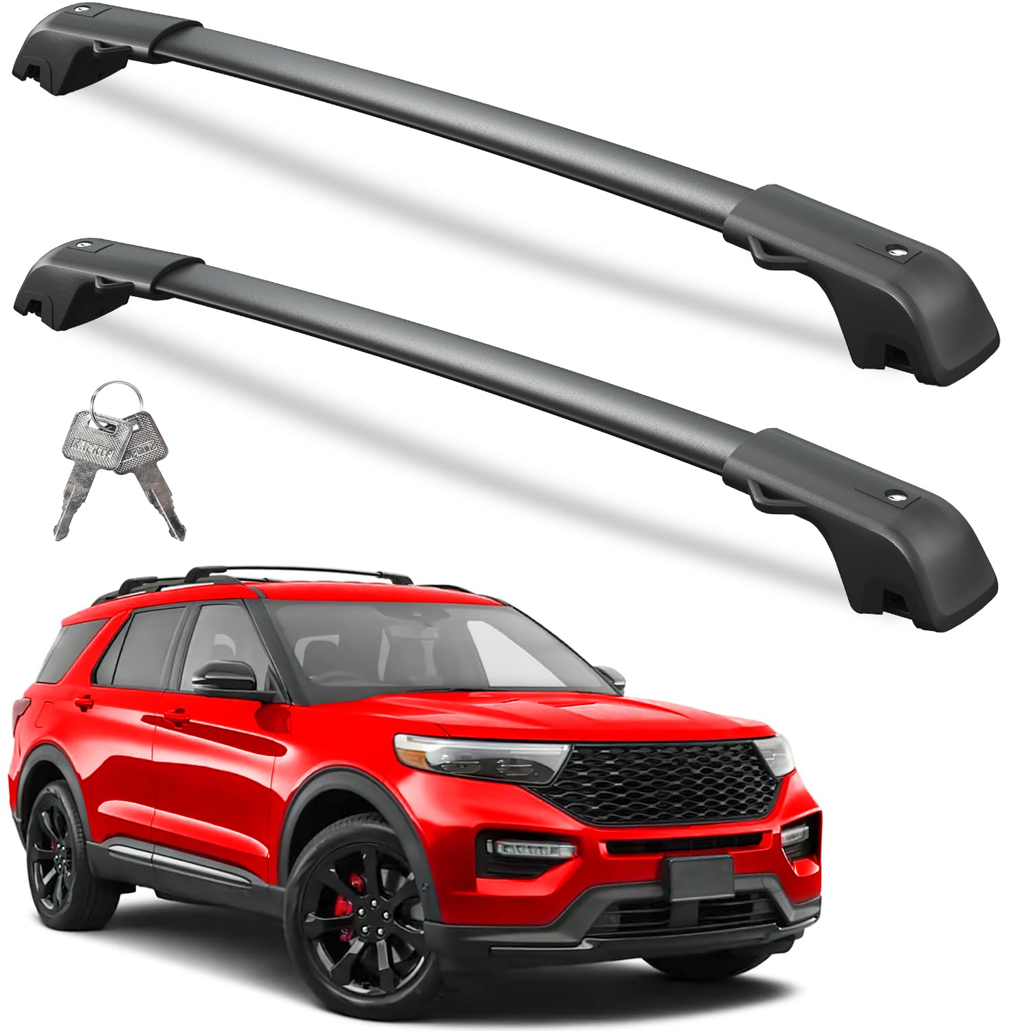 Wonderdriver Lockable Roof Rack Cross Bars 220lbs Compatible with Ford Explorer 2020 2021 2022 2023 2024 2025,Heavy Duty Aluminu