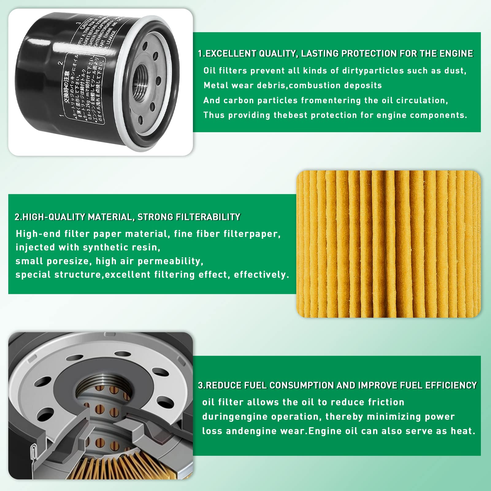 grizzly 700 Oil Filter for YAMAHA YFM700 F GRIZZLY 700 FI AUTO 4X4 2007-2015 RHINO 700 FI YXR700 2008-2013 YFM350 GRIZZLY 350 AU