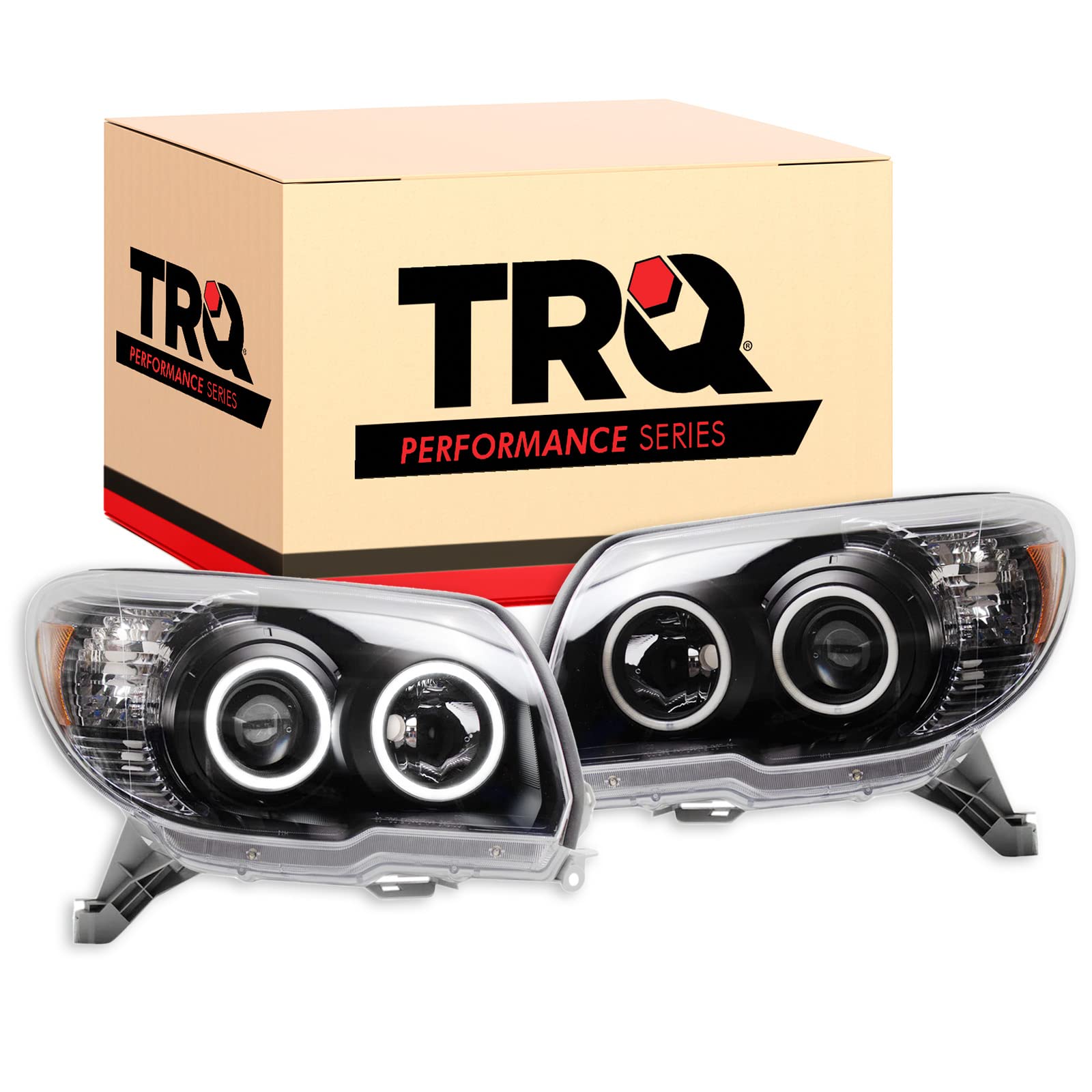 Trq Headlight Assembly Set Headlights Black Background Performance Driver & Passenger Side To2502164 To2502165 To2503164 To25031