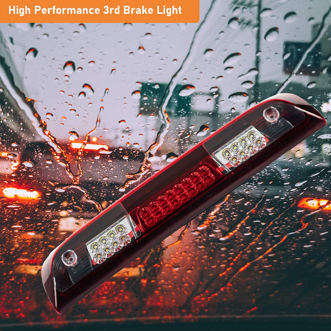 Npauto Led Third 3Rd Brake Light Cargo Lamp Replacement For 2014 2015 2016 2017 2018 Chevy Silverado/Gmc Sierra 1500 2500Hd 3500Hd, High Mount Stop Light Assembly, Red Lens