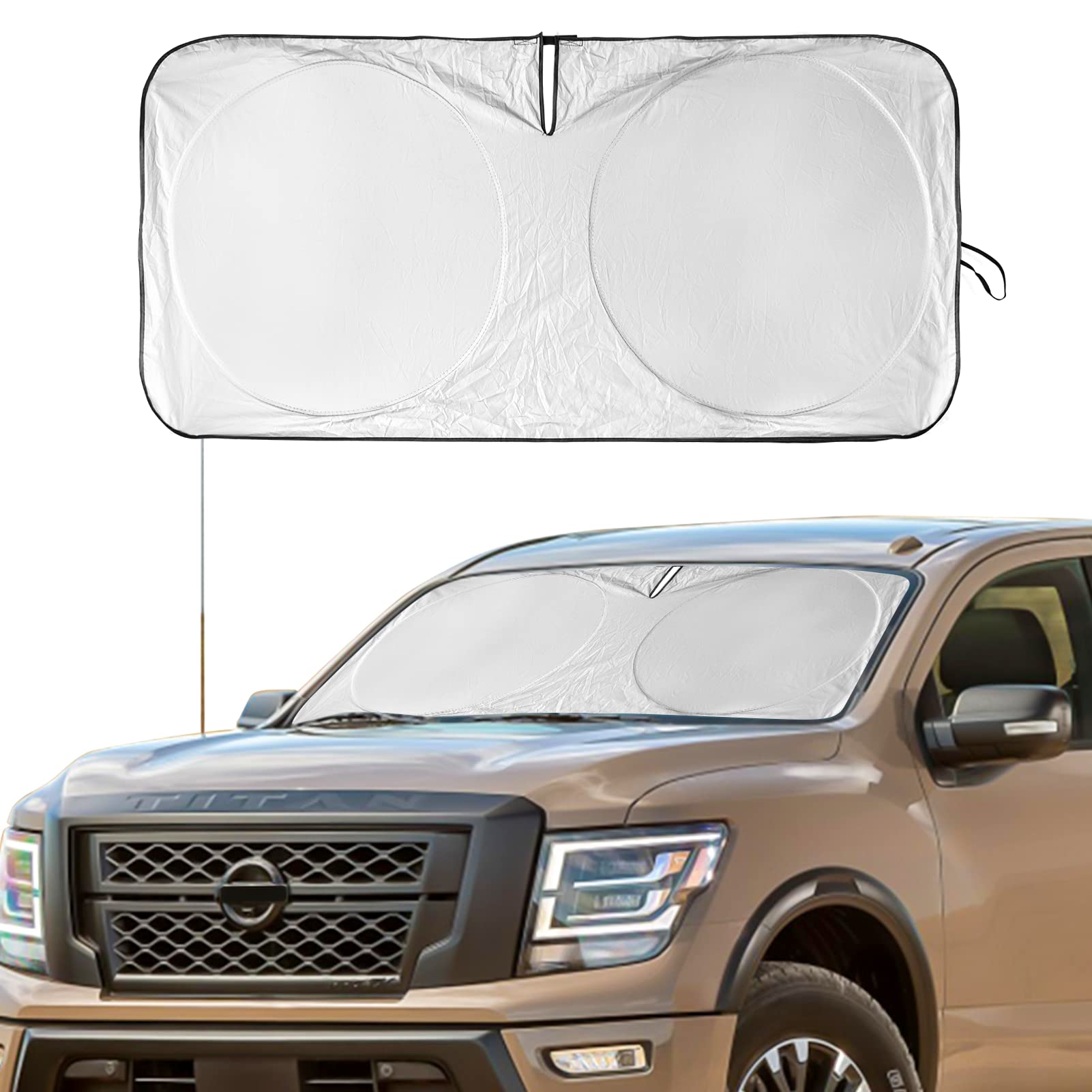 Foldable Windshield Sun Shades For 2021-2023 Nissan Frontier, Sunshade Cover Protector Custom Fit Nissan Xterra Armada Reflector