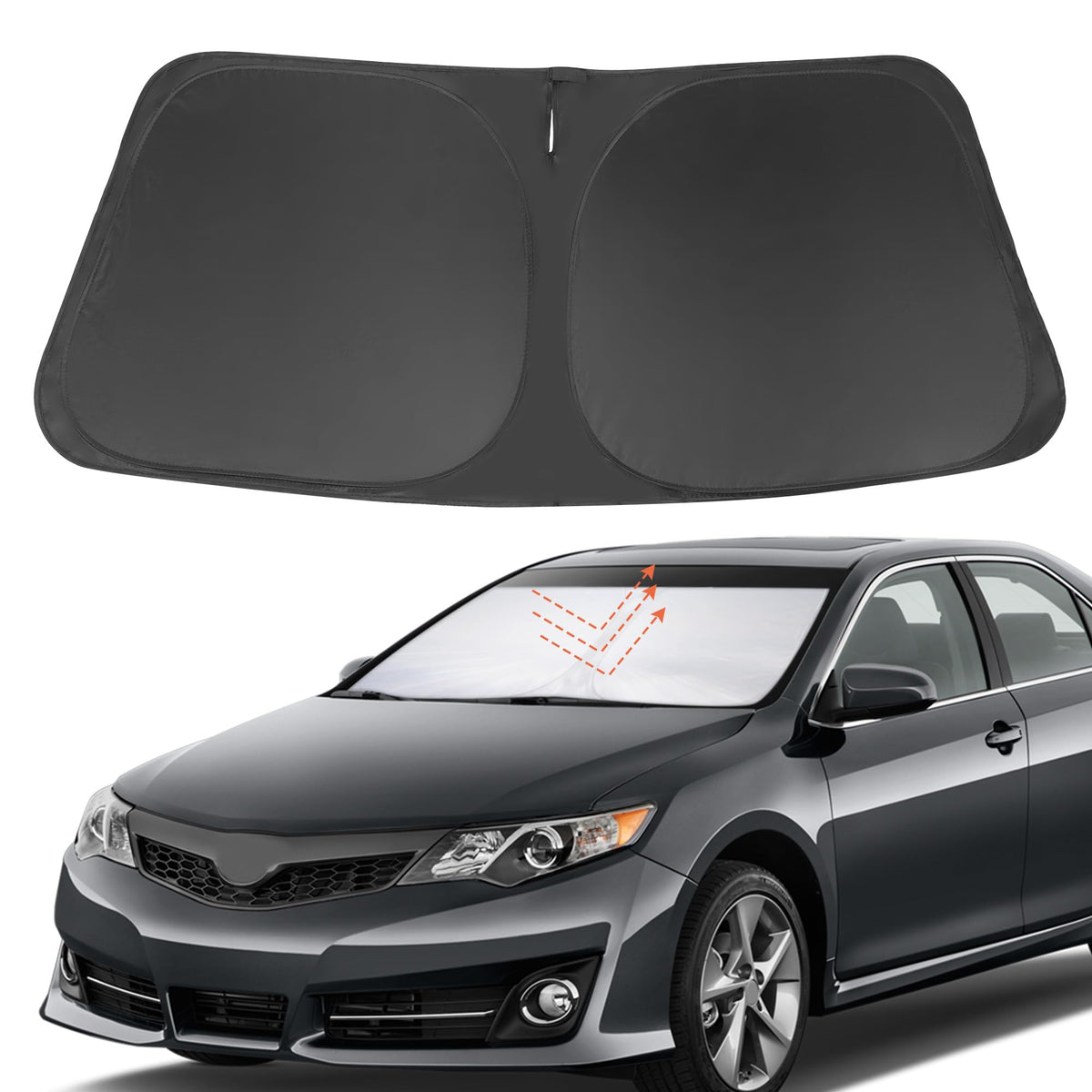 Yycke Windshield Sun Shade Accessories Compatible With 2012-2017 Camry For Toyota Foldable Sunshade Sun Visor Blocks Uv