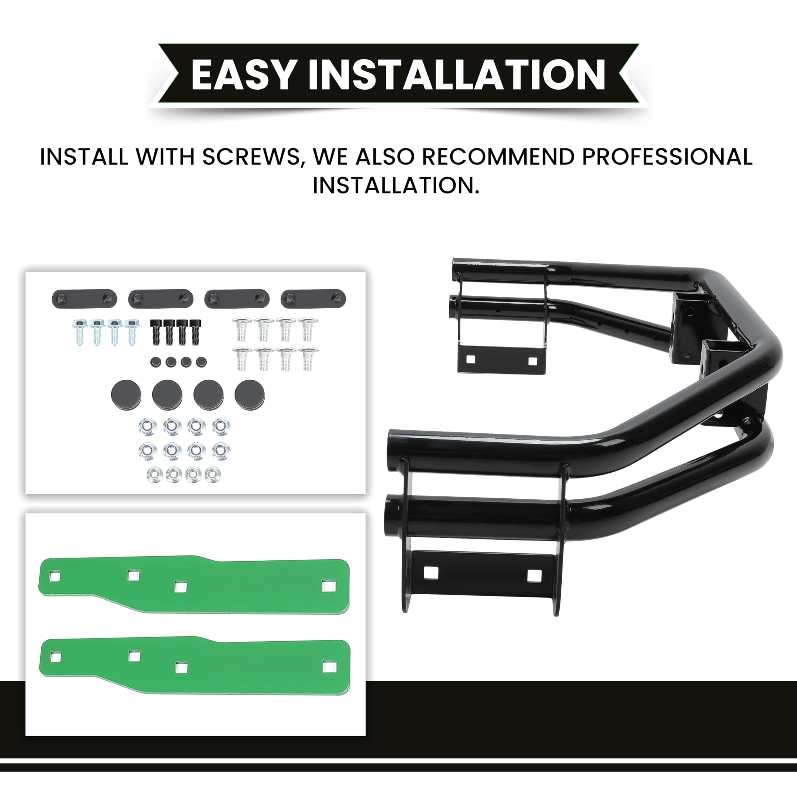 Hecasa Rear Bumper & Trailer Hitch Kit Compatible With John Deere Ztrak Zero-Turn Mowers Z235 Z255 Z335E Z335M Z345M Z345R Z355E Z355R Z365R Z375R