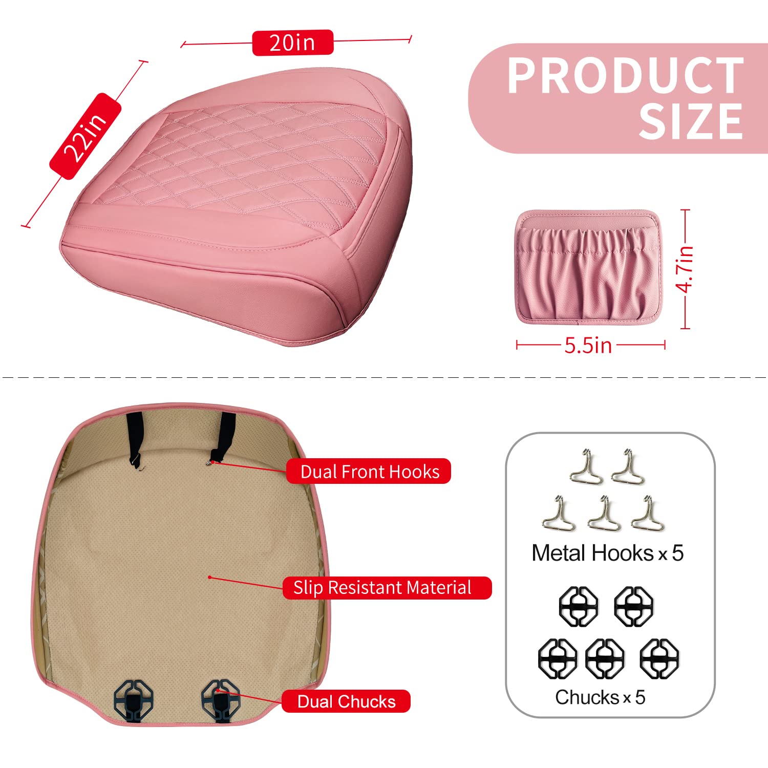 2 Pack Leather Front Car Seat Cover Bottom Car Seat, Anti-Slip And Full Wrap Driver Car Seat Protectors With Storage Pocket, Lux