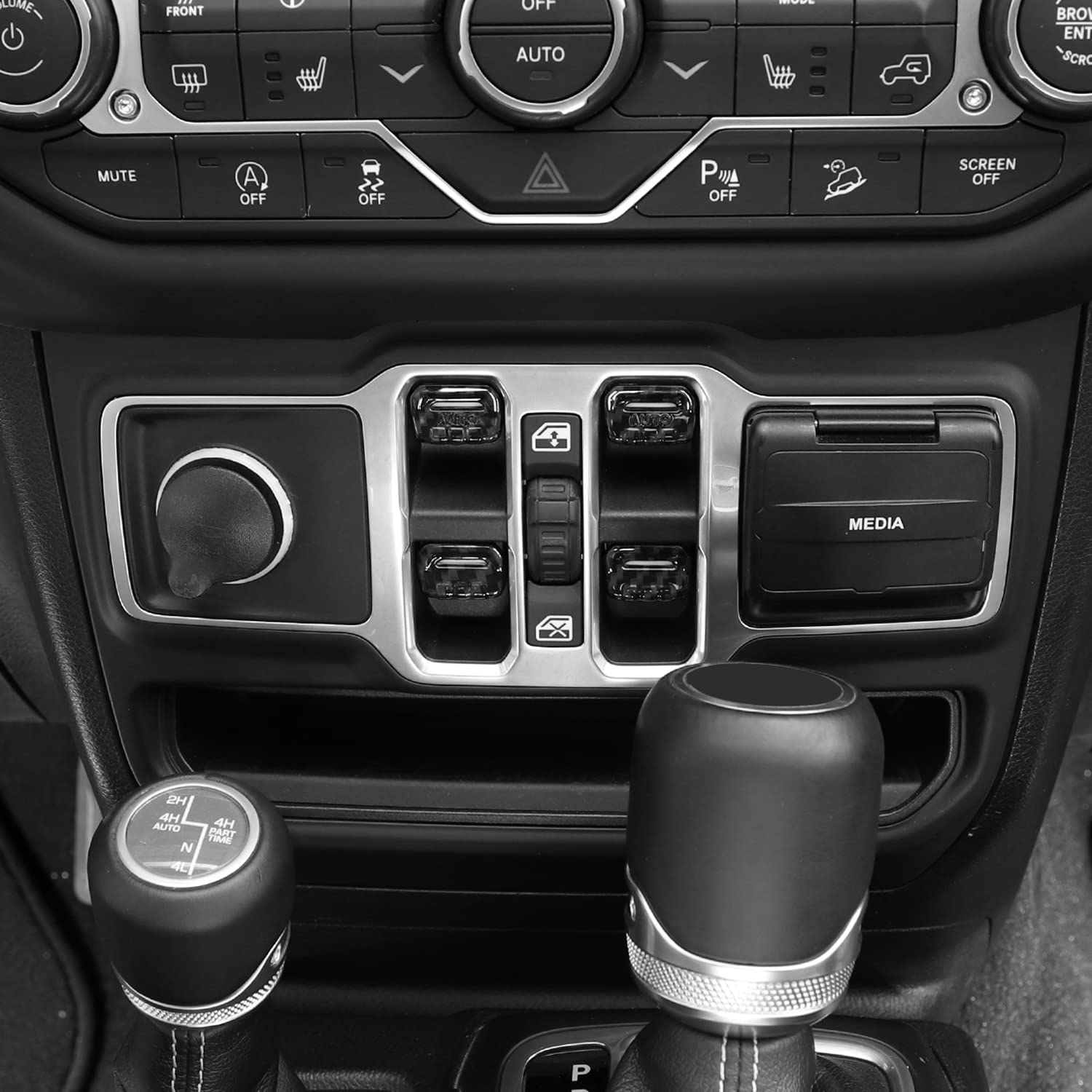 Jimen Compatible with Jeep Wrangler JL JLU 2018-2023 and Jeep Gladiator JT 2020-2023, 4PCS Center Console Window Button Switch C