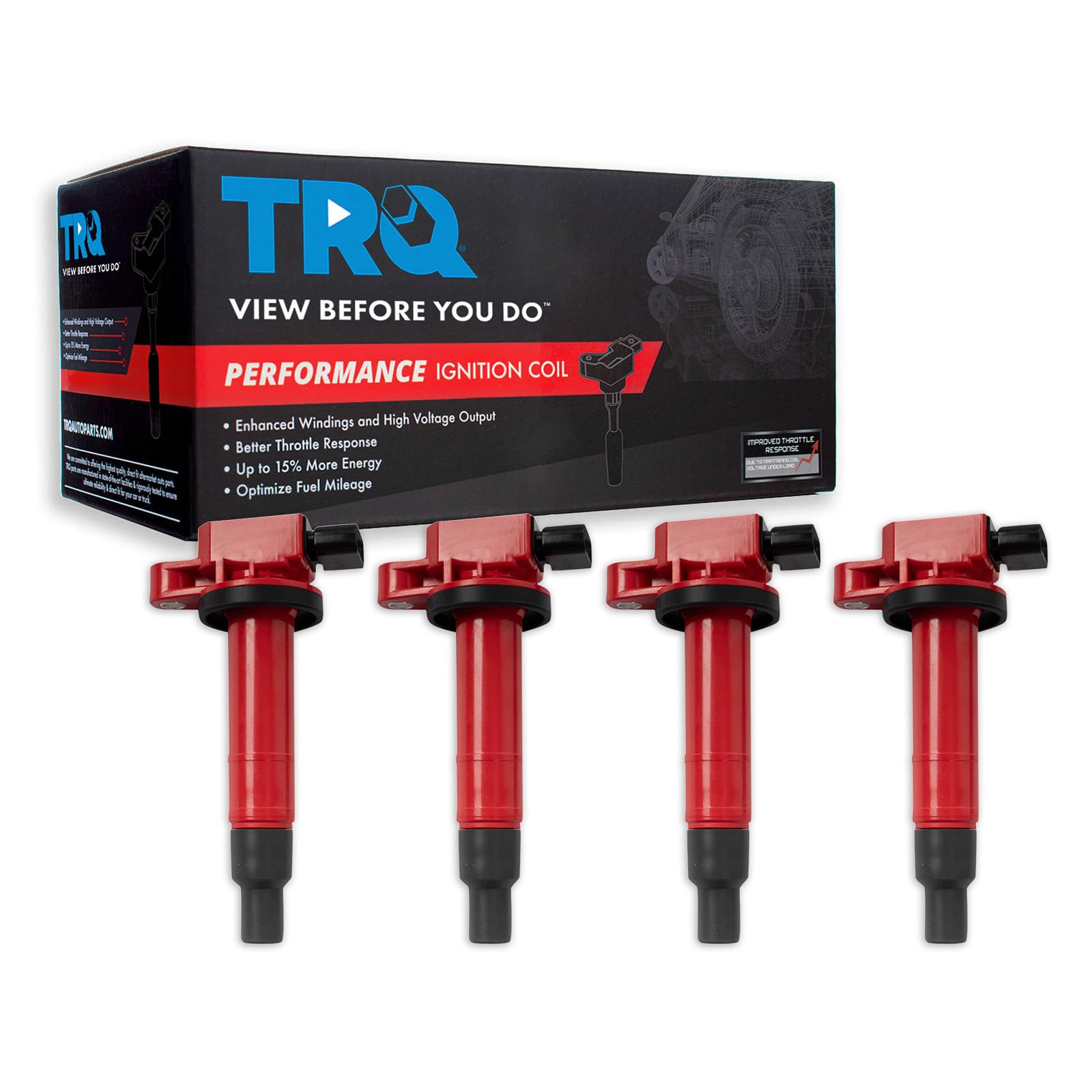 TRQ Ignition Coil Set Compatible with 2004-2006 Scion xA xB 2000-2005 Toyota Echo 2001-2009 Prius 2012-2019 Prius C 2007-2018 Ya