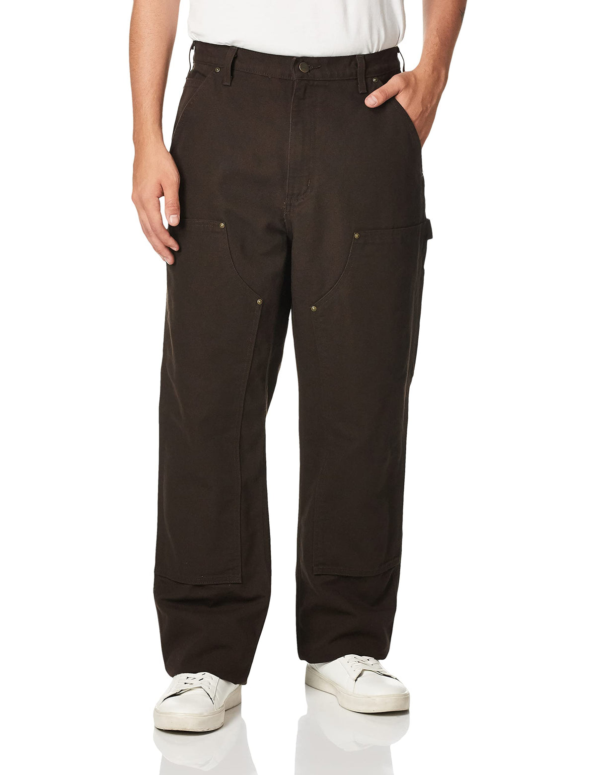 Carhartt Mens Loose Fit Washed Duck Double-Front Utility Work Pant, Brown, 34W X 32L