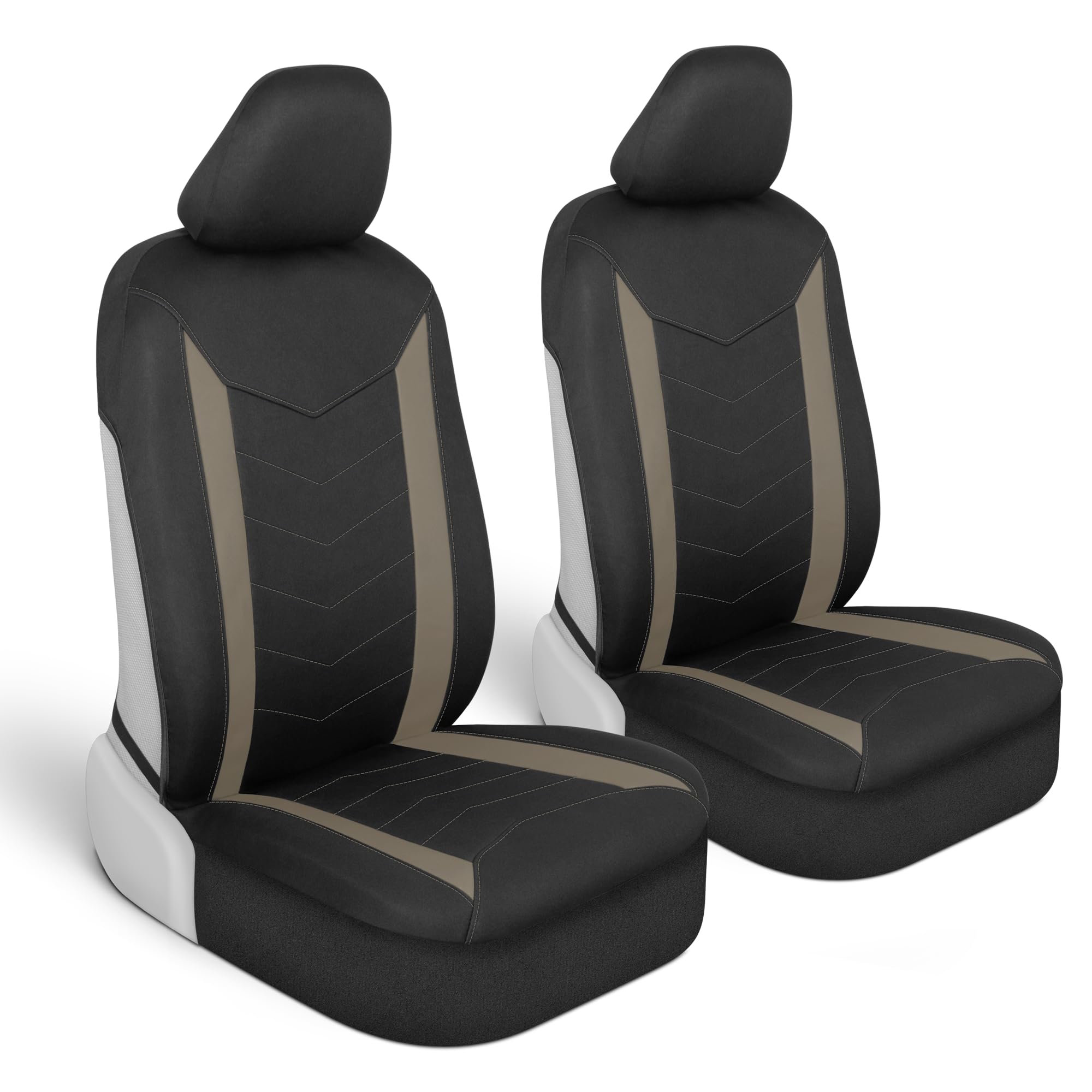 Motor Trend Spillguard 2 Beige Seat Covers For Cars & Seat Covers For Trucks - Neoprene Lining Waterproof Car Seat Covers Front 