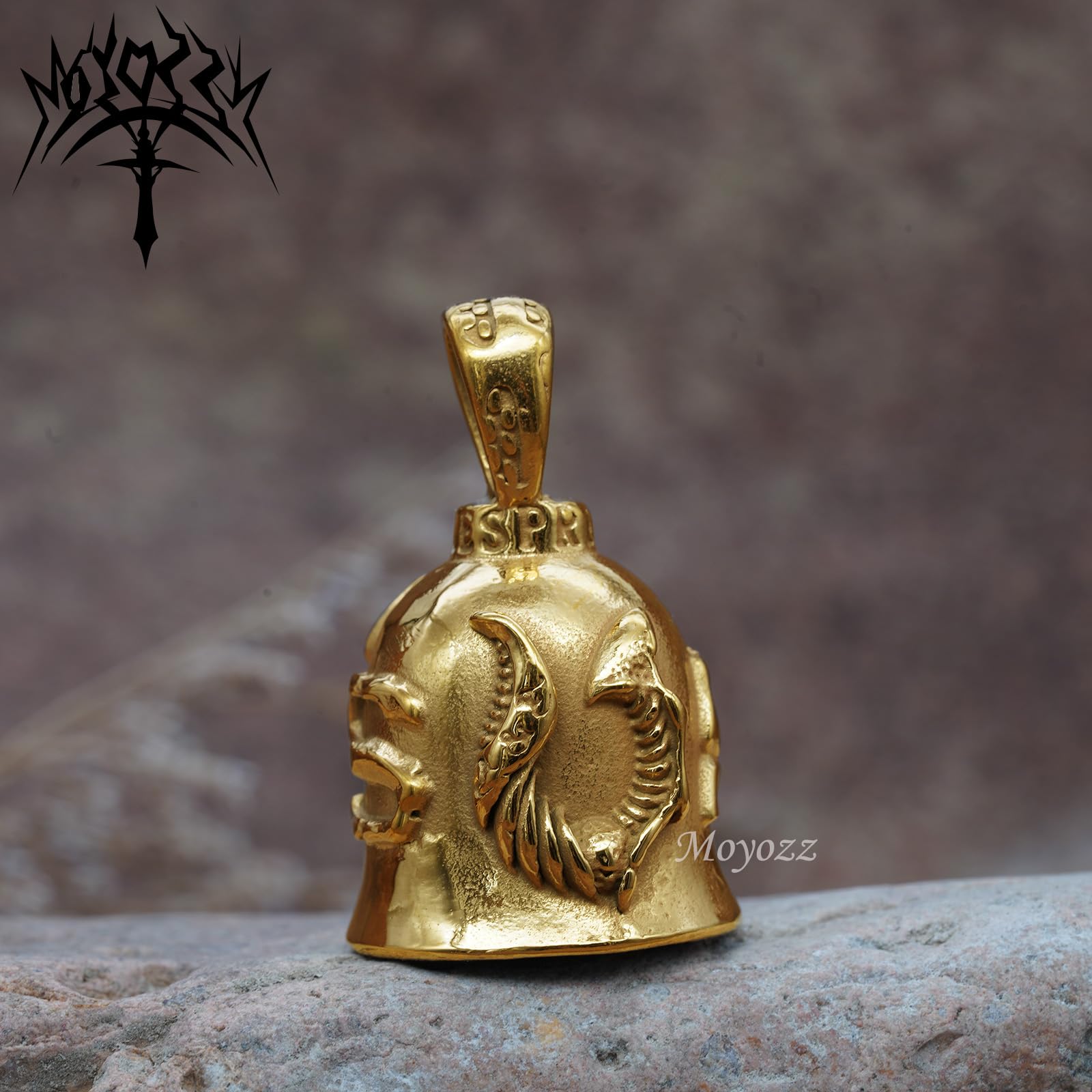 MOYOZZ Angel Wing Knight Bell Letters USA Motorcycle Bike Riding Guardian Bell - Never Ride Faster Than Your Angel Can Fly (Gold