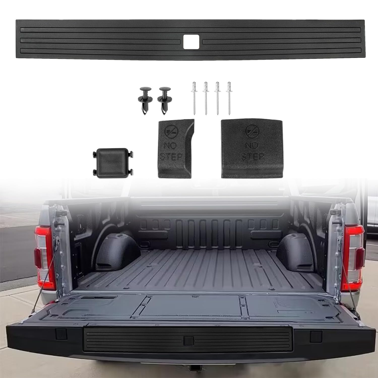 RANSOTO Tailgate Molding Trim Compatible with Ford F150 F-150 2015-2020 Flexible Flex Step Cap Top Trim Protector Cover Replaces