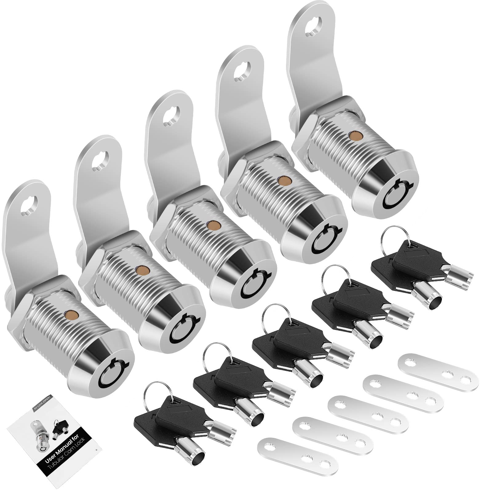 5 Pack Cabinet Lock With Keys, 7/8    Rv Storage Locks Keyed Alike, Rv Locks For Storage Door, Camper Cabinet Door Toolbox Locks
