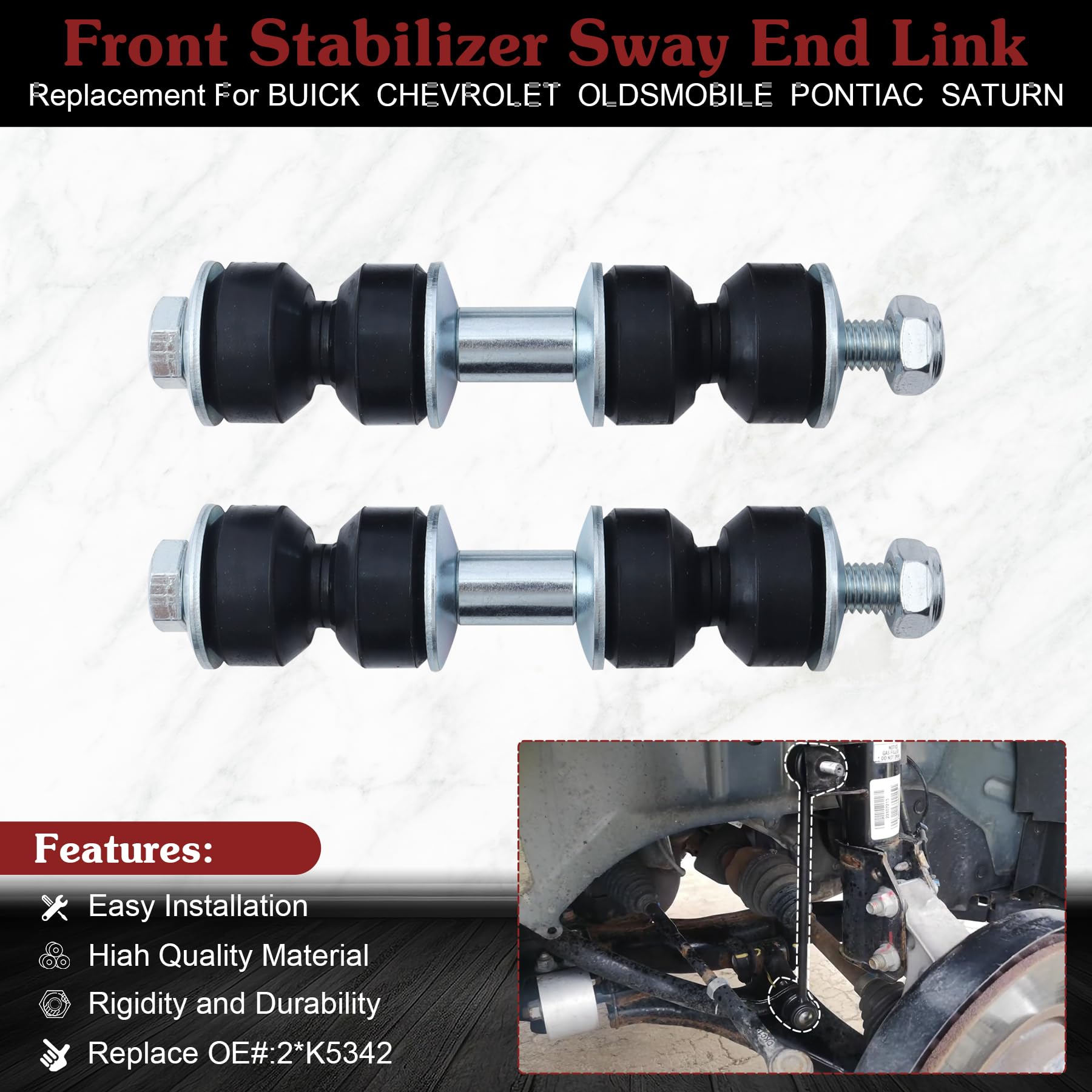 Stiueoav K5342 Sway Bar Link - Front Stabilizer End Link Compatible With 2005-2009 Allure?1997-2005 Century?2005-2009 Lacrosse?2