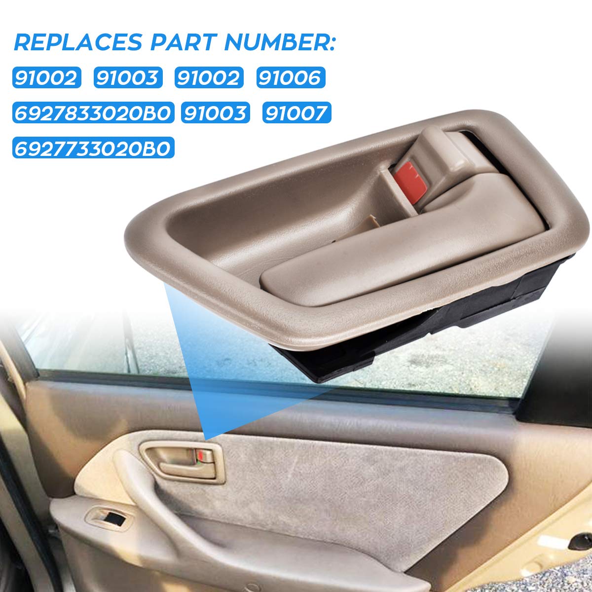 FAERSI Gray Interior Door Handle Replacement for 1997-2001 Camry - 2Pcs Front & Rear Driver/Passenger Side