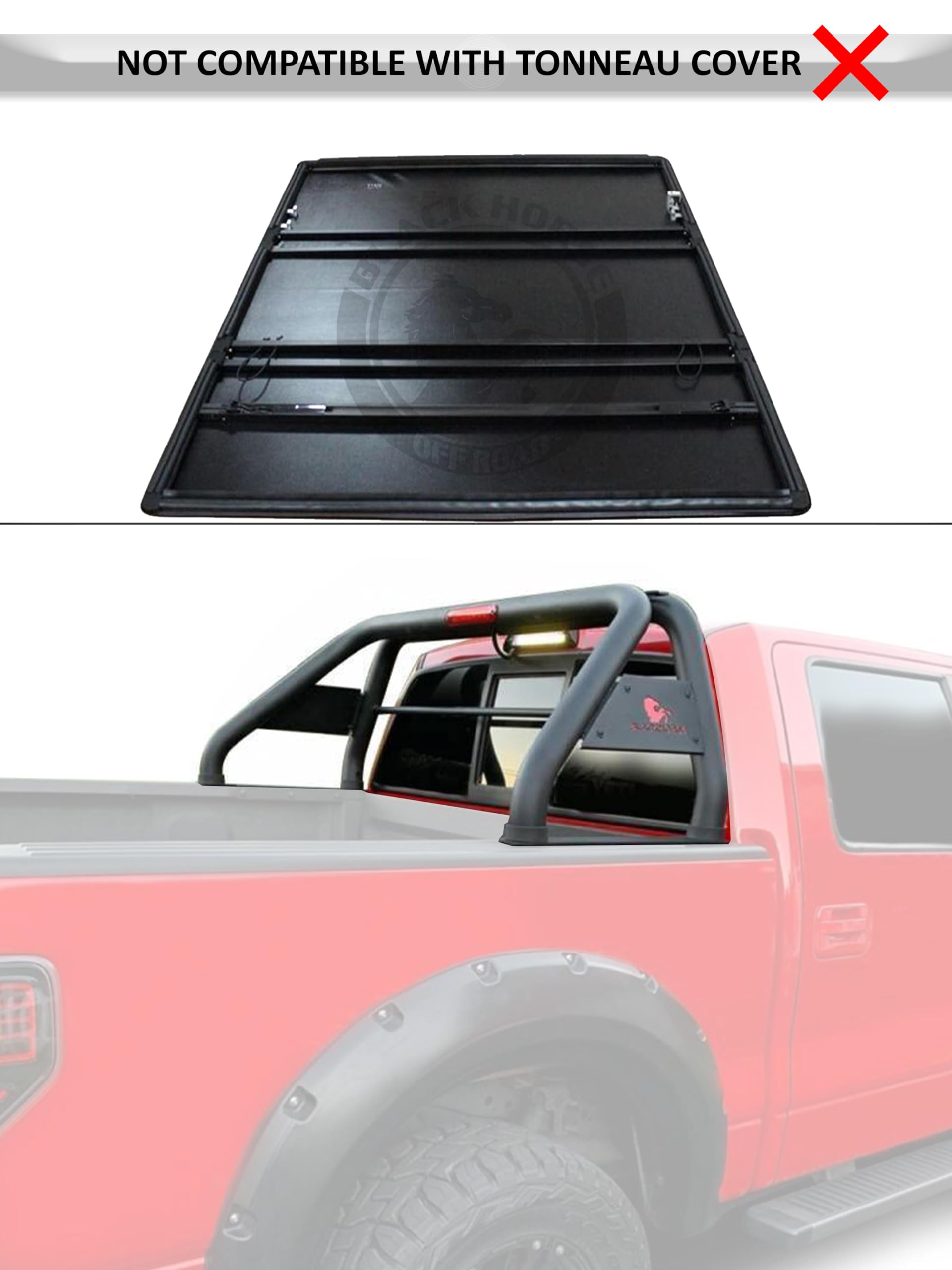 Black Horse Classic Roll Bar Black Compatible With 00-23 Ram 2500/3500|01-23 Silverado 2500/3500 Hd|00-23 F-150|17-23 Titan|2001