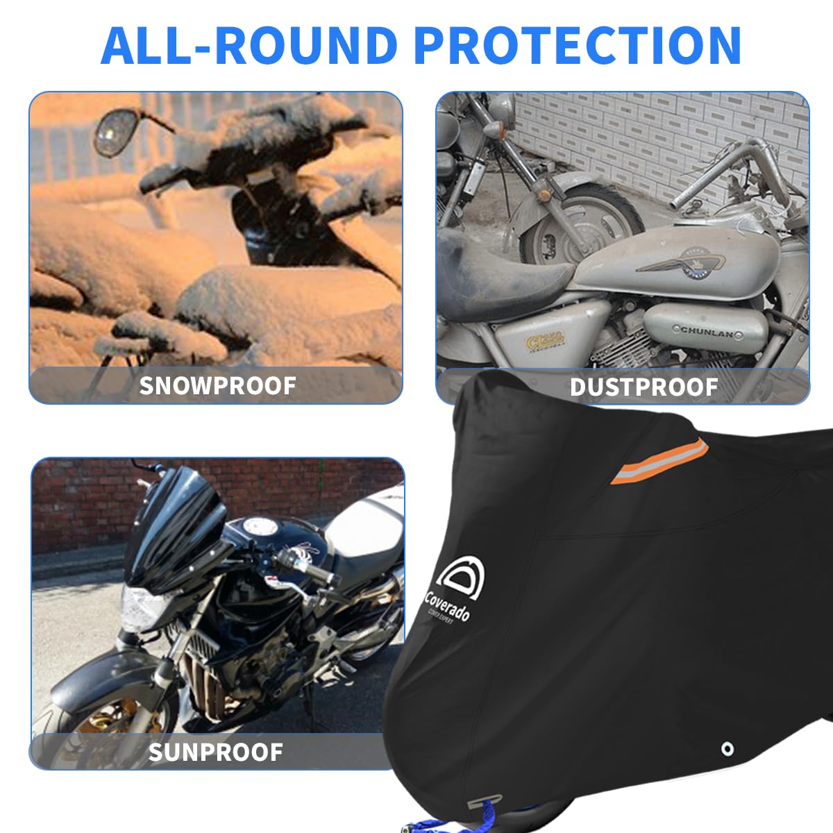 Motorcycle Cover All Season Waterproof Scooter Cover With Lock Holes And Inner Flame Retardant Cloth, Outdoor Motorcycle Cover S