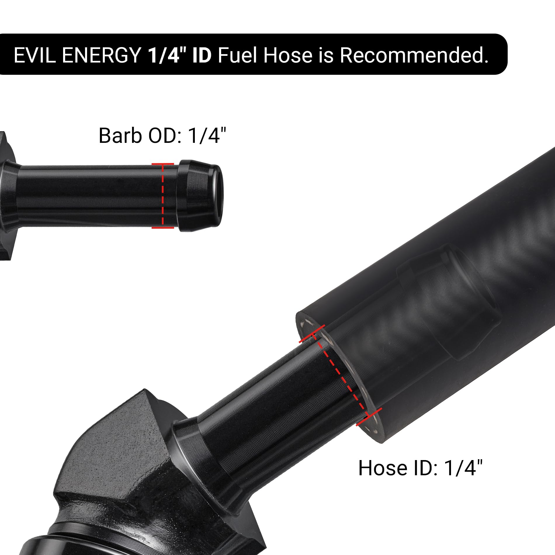 EVIL ENERGY 4AN Female to 1/4'' Barb Hose Fitting 45 Degree Swivel 2PCS