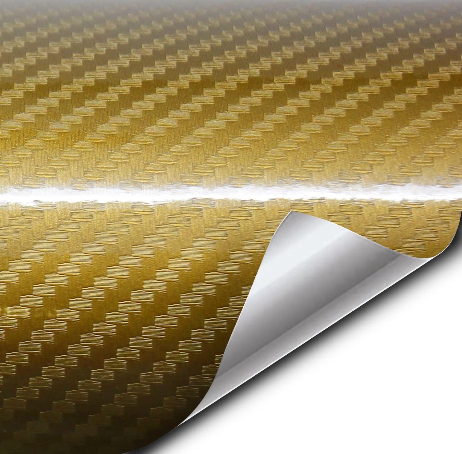 Vvivid Epoxy High Gloss Carbon Vinyl Automotive Wrap Film Diy Easy To Install No Mess (1Ft X 5Ft, Gold)