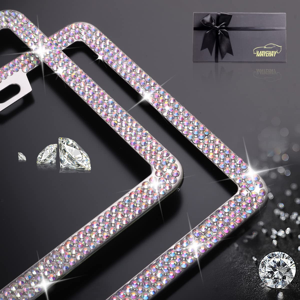Bling License Plate Frames 2 Packs Sparkly License Plate Frames For Women Diamond License Plate Frame Glitter License Plate Fram