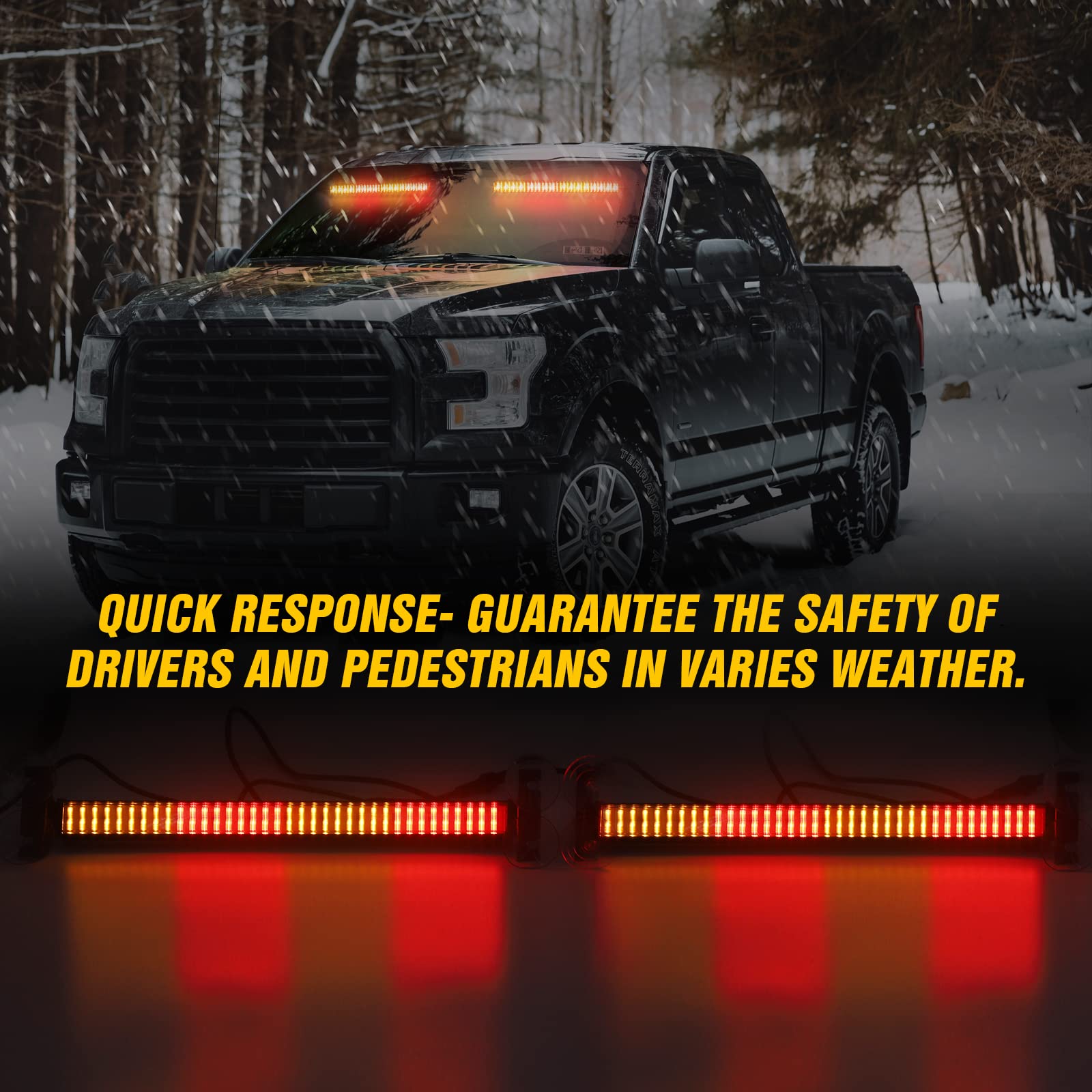 Xridonsen 2 In 1 Amber Red Emergency Strobe Traffic Advisor Light Bar 144 Led Warning Safety Interior Dash Windshield Lights Dec