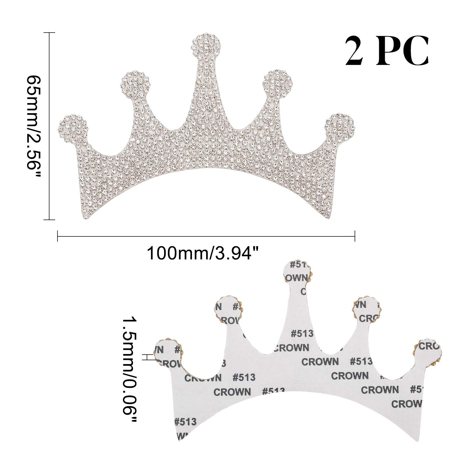 Superfindings 2Pcs Queen Princess Crown Stickers Rhinestone Crown Sticker Silver Crown Car Decor Waterproof For Cars Bumper Wind