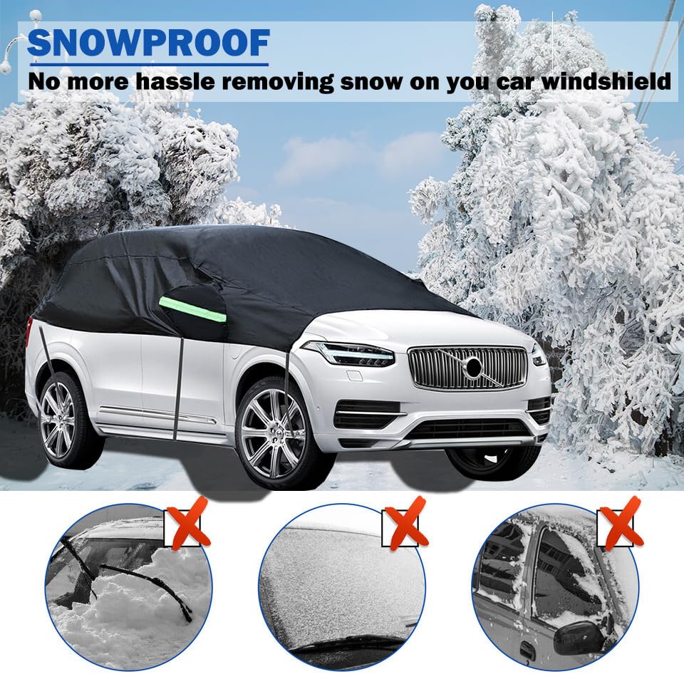 Universal Suv Half Car Cover Waterproof All Weather, Hail Protector Car Body Covers Outdoor Indoor For All Season Windproof Dust