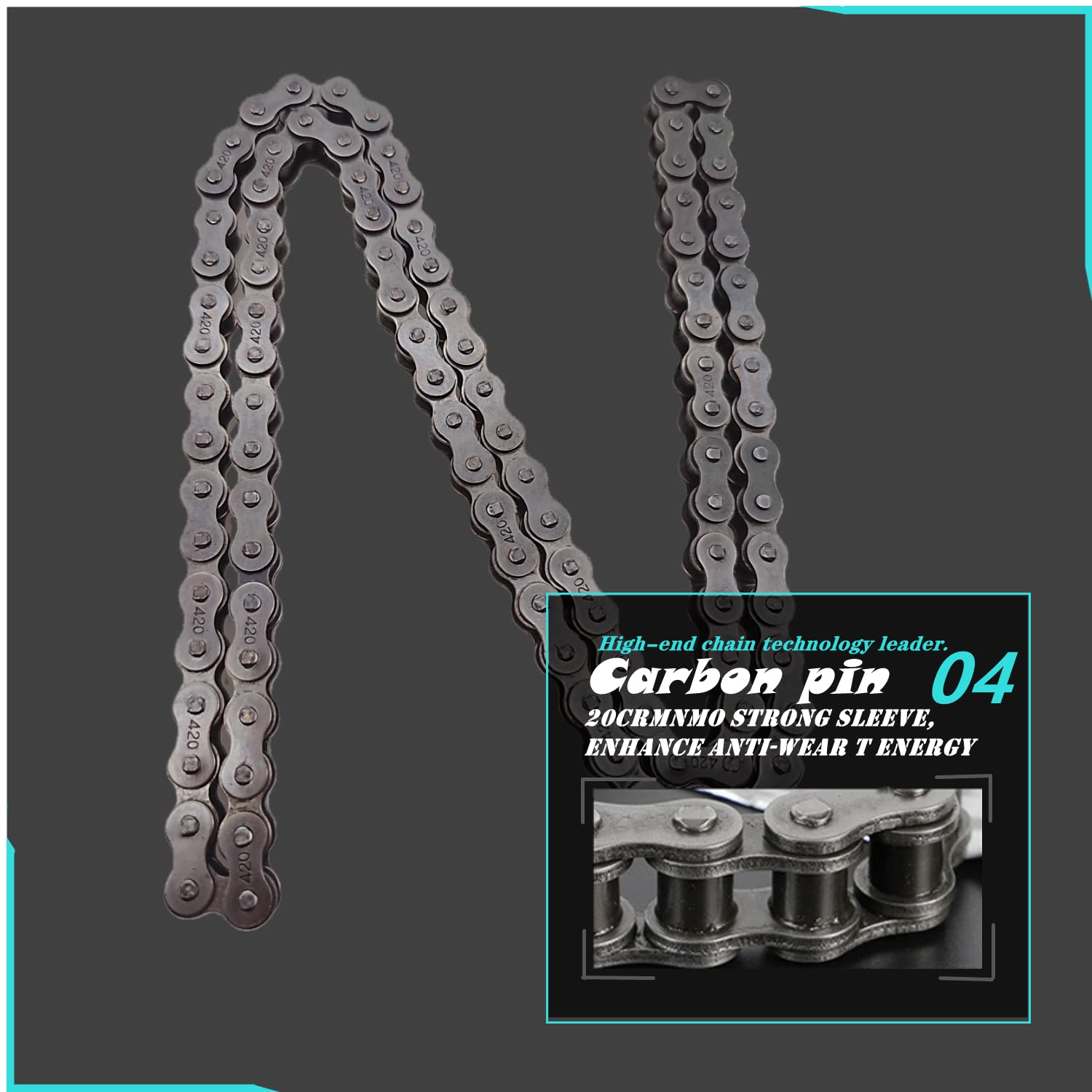 For Coleman Mini Bikes Ct200U Ct200U-Ex Bt200X Front And Rear Drive Chains 420 Chain 42 Links And 90 Links