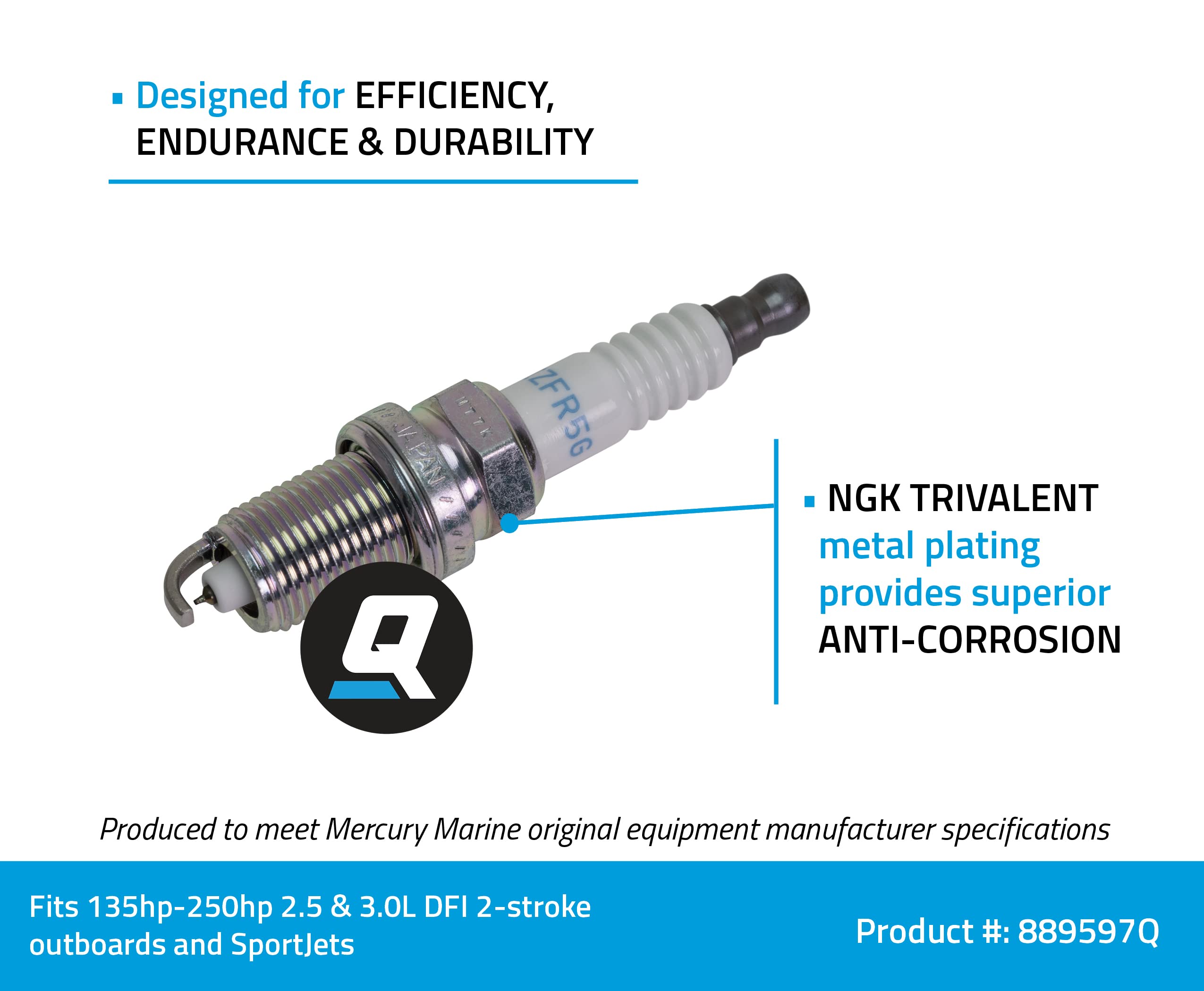 Quicksilver 889597Q NGK IZFR5G Laser Iridium Spark Plug, 1-Pack