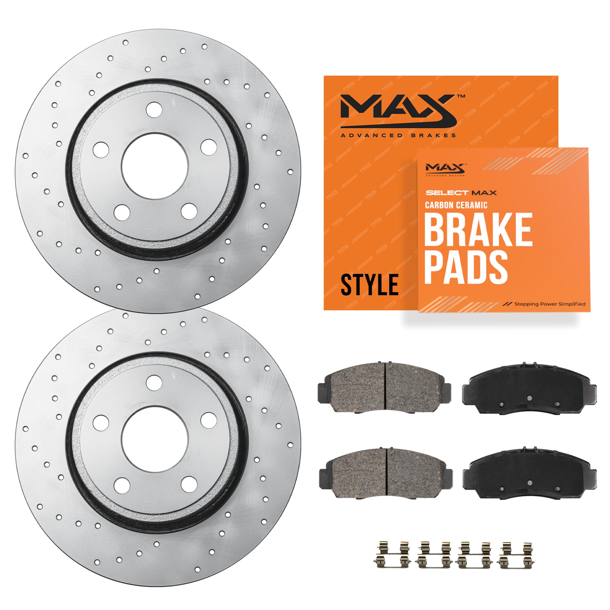 MAX Advanced Brakes - Front Brake Kit For 2012-2015 Honda Civic (Si), 2013-2015 Acura ILX (2.4 L4 Engine)| Carbon Ceramic Brake 