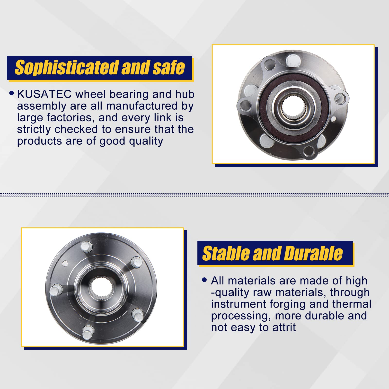 Kusatec 512460 Front/Rear Wheel Bearing And Hub Assembly Fit For Ford Explorer 2011-2018, Ford Police Interceptor Utility 2013-2