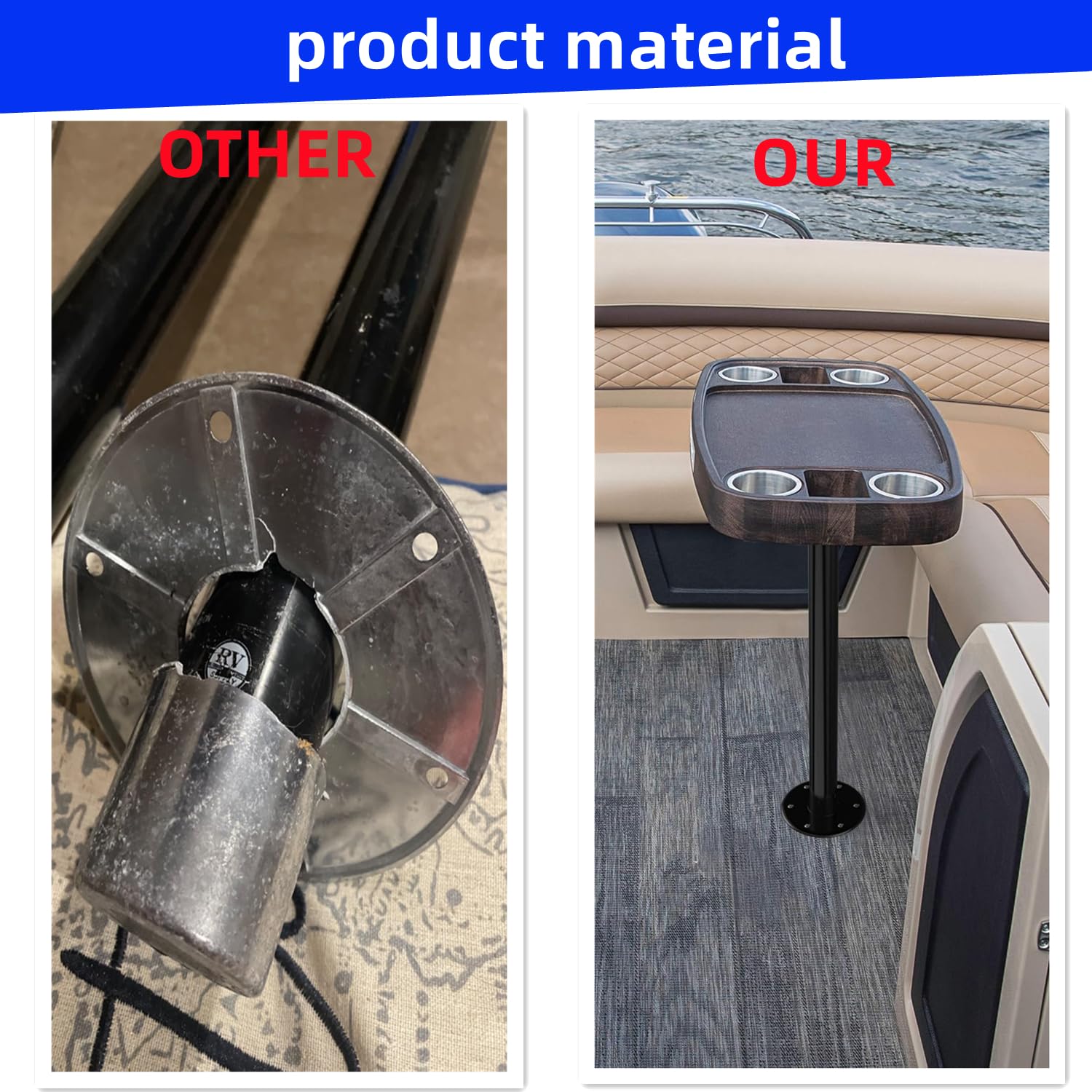 YJNAUPAI RV Trailer Pedestal Base Round Flush Mount Table Leg Base, Aluminum RV/Boat Pedestal Table Base Flange - Floor Mounting