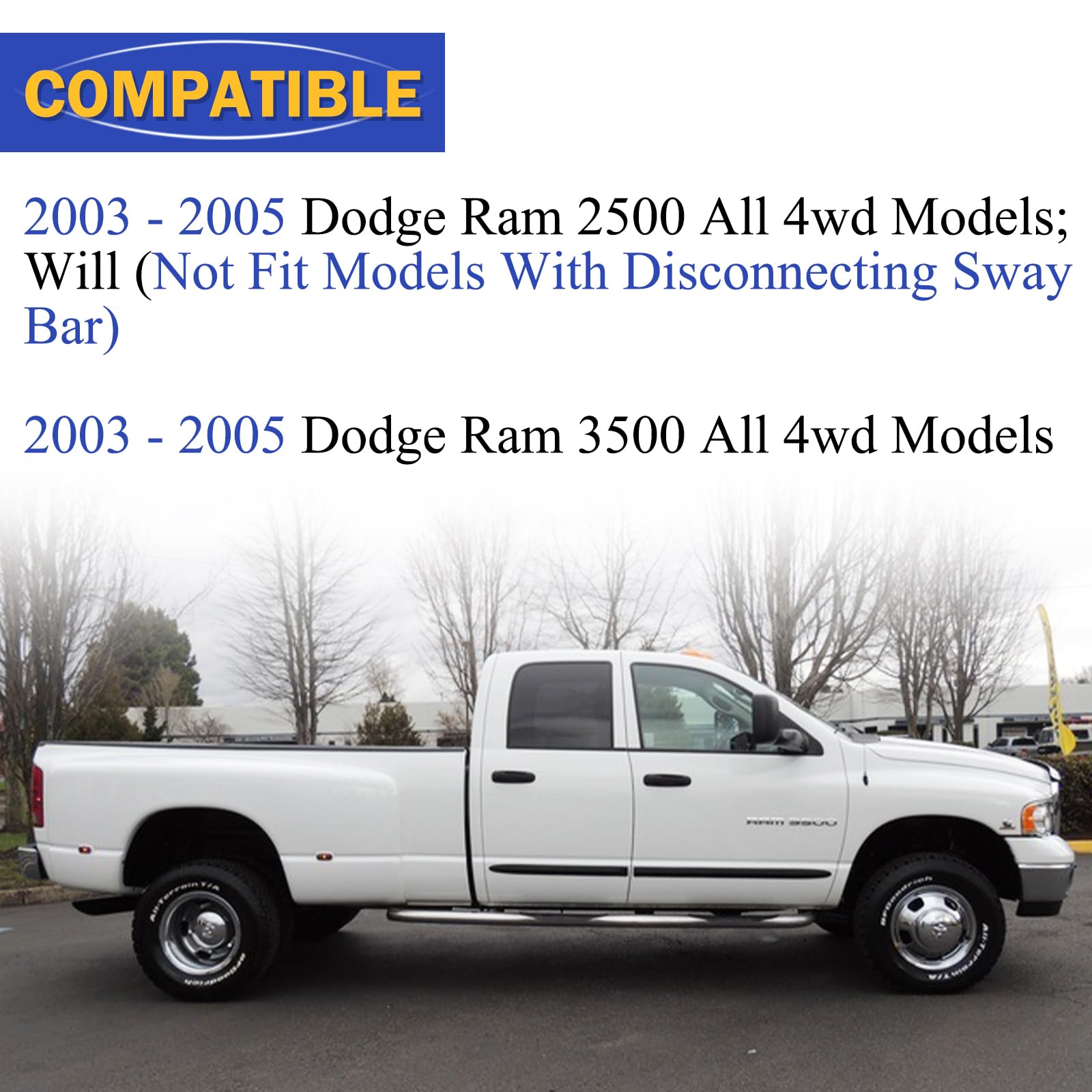 K80885 Zinc-Nickel Alloy Front Stabilizer Sway Bar End Link For 2003-2005 Dodge Ram 2500 Ram 3500 4Wd 4X4 Models Only Replaces#