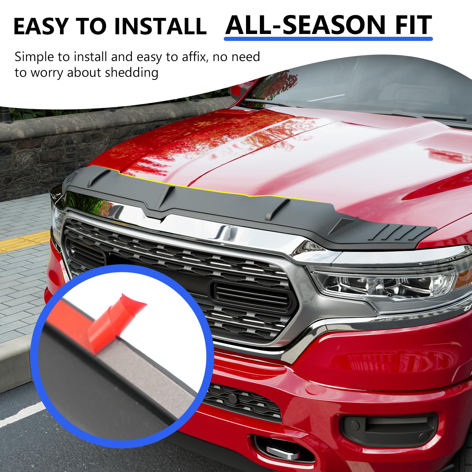 CZmenghe Hood Protector Compatible with 2019-2025 Dodge RAM 1500 Hood Deflector TPE Hood Shield Replacement for 2019-2023 2024 2