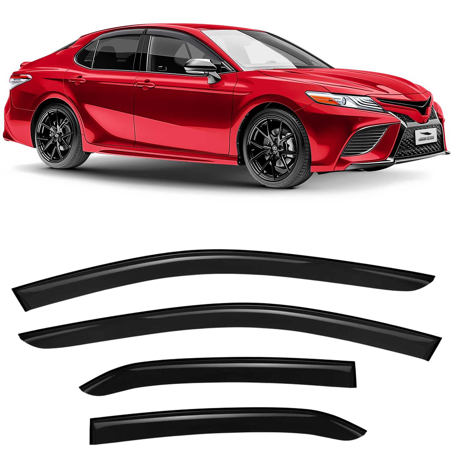 Voron Glass Tape-On Extra Durable Rain Guards For Toyota Camry 2018-2024, Window Deflectors, Vent Window Visors, 4 Pieces - 1201