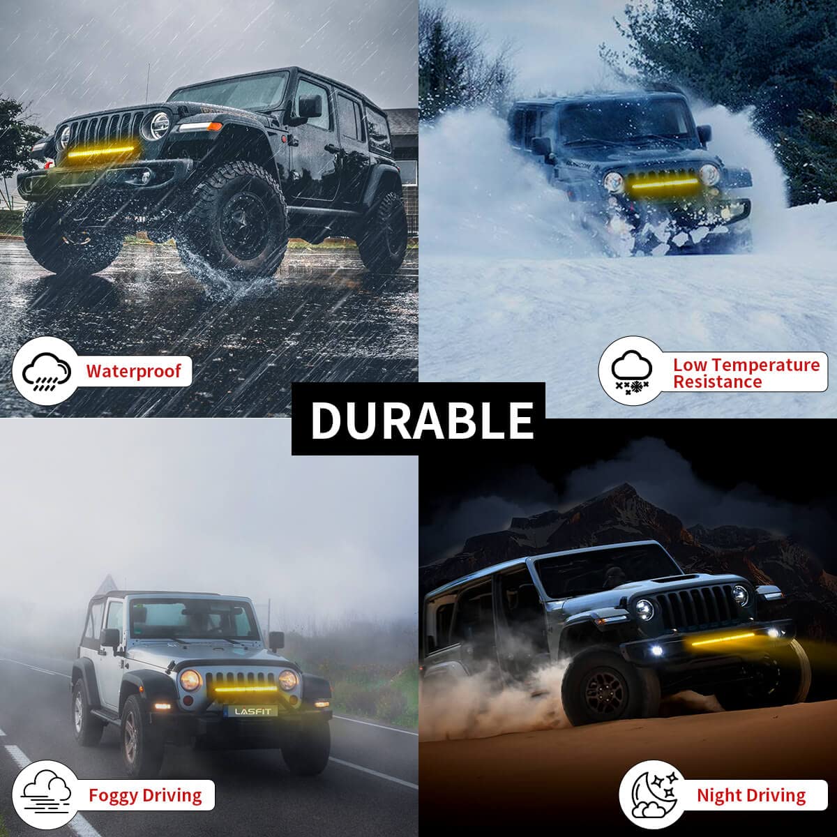 Lasfit 32 Inch Amber Led Light Bar, 8650Lm/2000K Slim Row Light, Spot Flood Combo Led Bar, Yellow Off Road Driving Lights For Tr