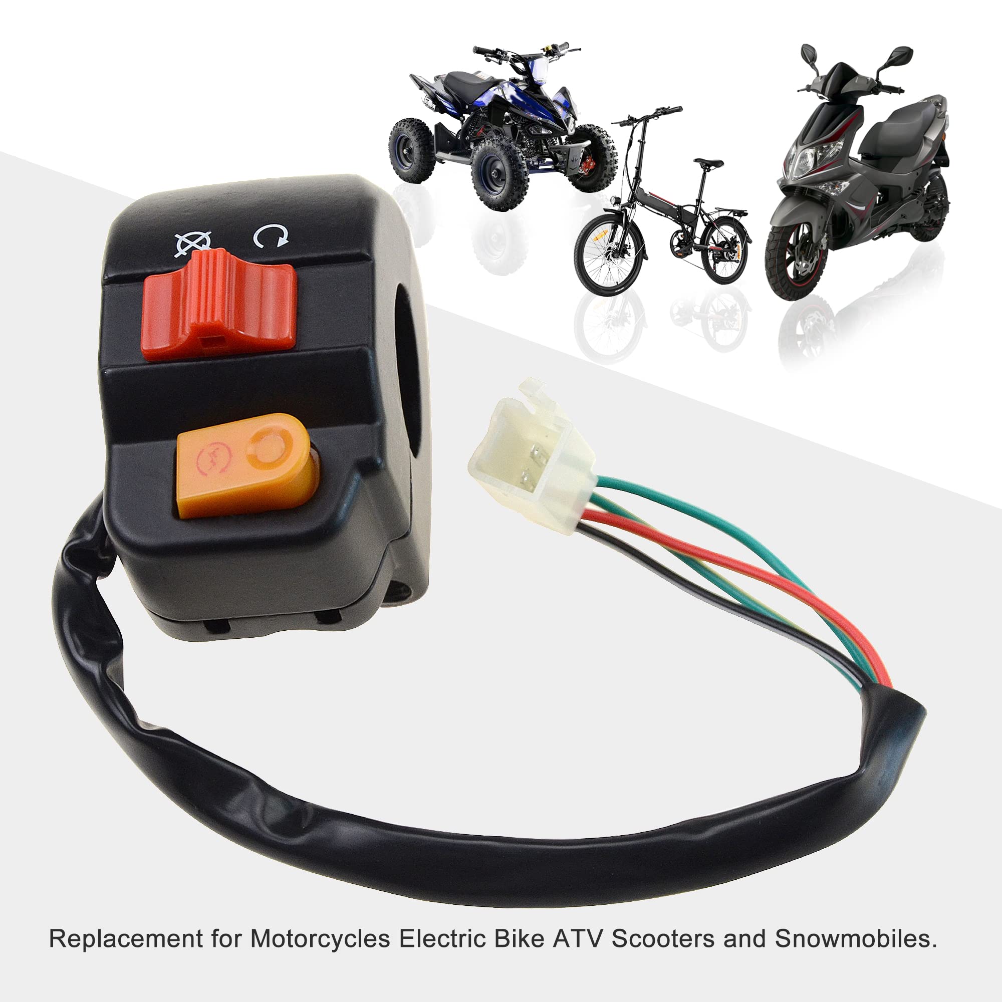 Goofit Universal 7/8'' Right Handlebar Mount Headlight Switch Button With Ignition Switch Replacement For Motorcycles Electric B