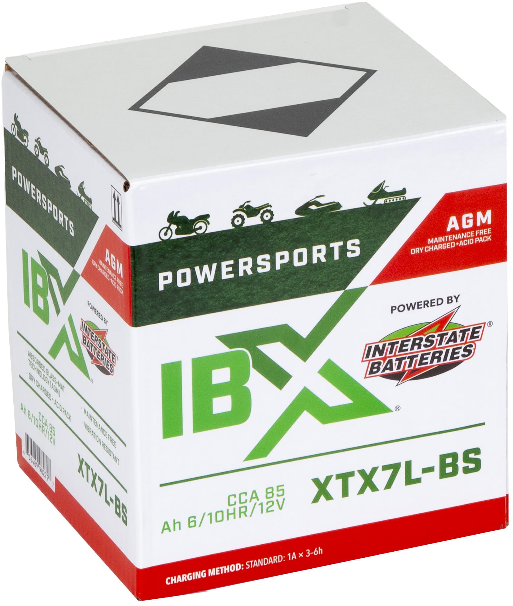 Interstate Batteries Ytx7L-Bs 12V 6Ah Powersports Battery 85Cca Agm Rechargeable Replacement For Honda, Suzuki, Piaggio Motorcyc