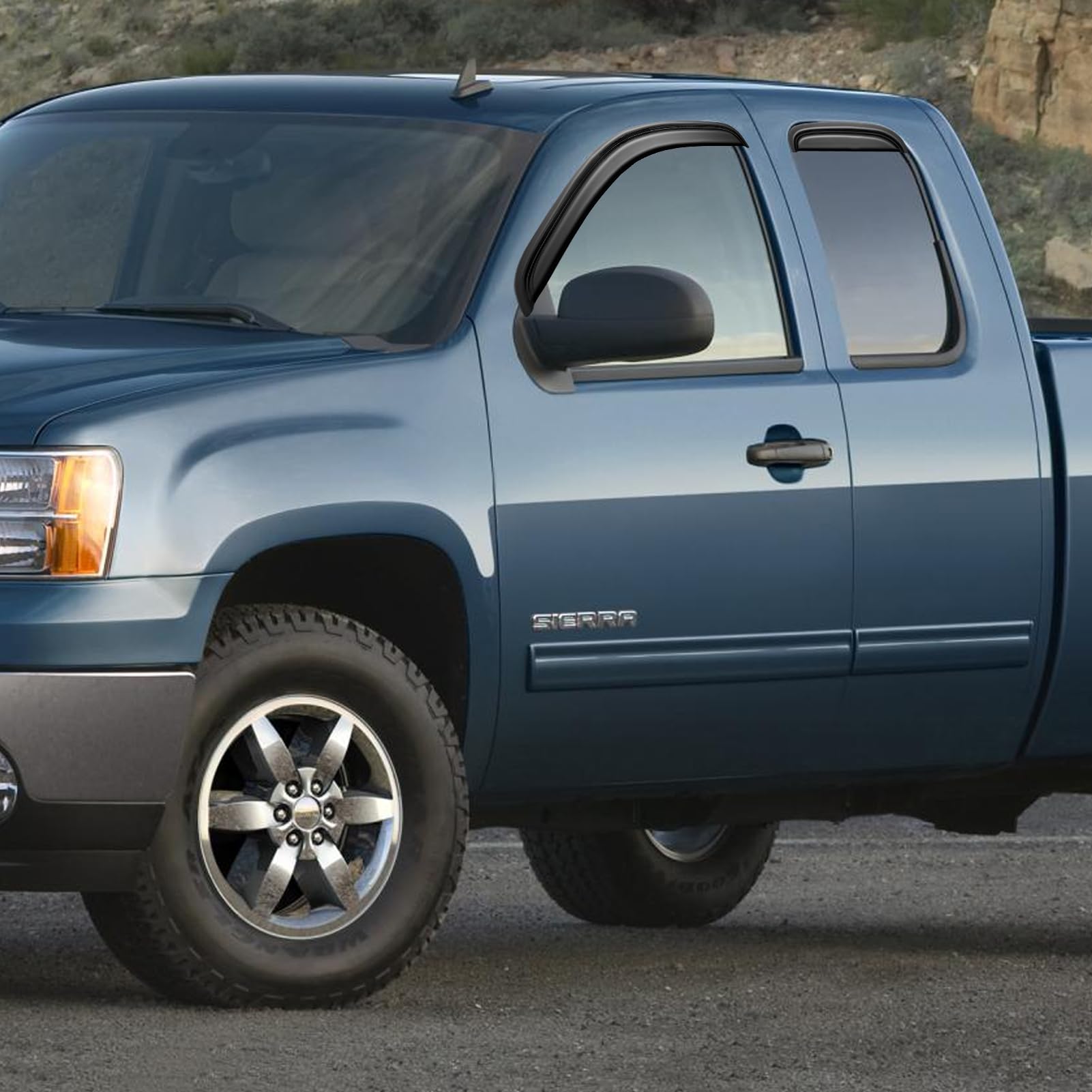 Cxdar Window Rain Guards For 2007-2013 Chevy Silverado & Gmc Sierra 1500, Out-Channel Window Vent Visors Shades Wind Deflectors